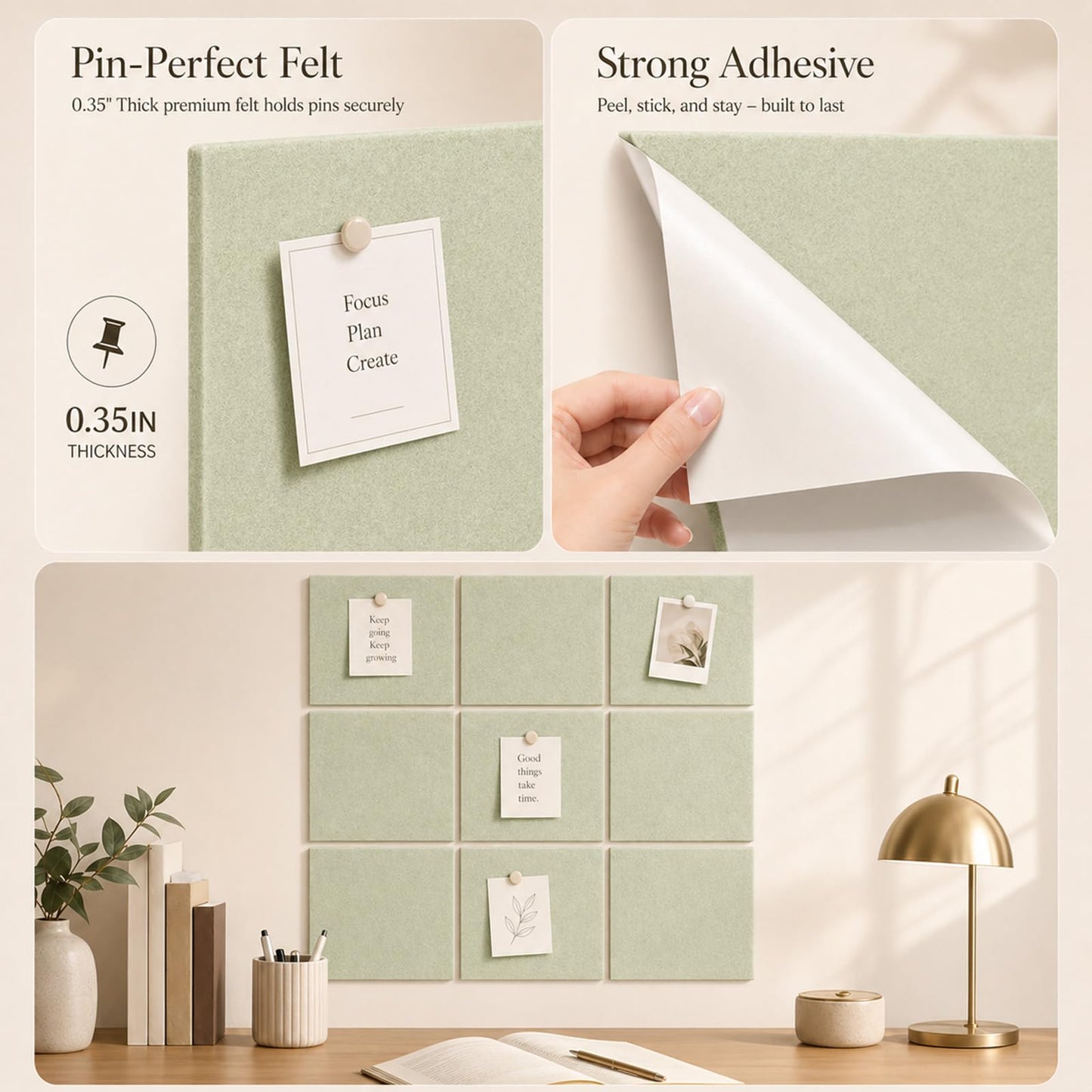 Baysola Felt Bulletin Board Panels 48 x 36 Inch Self Adhesive Wall Tiles Cork Board Alternative for Office Classroom Photos Notes 12 Pack