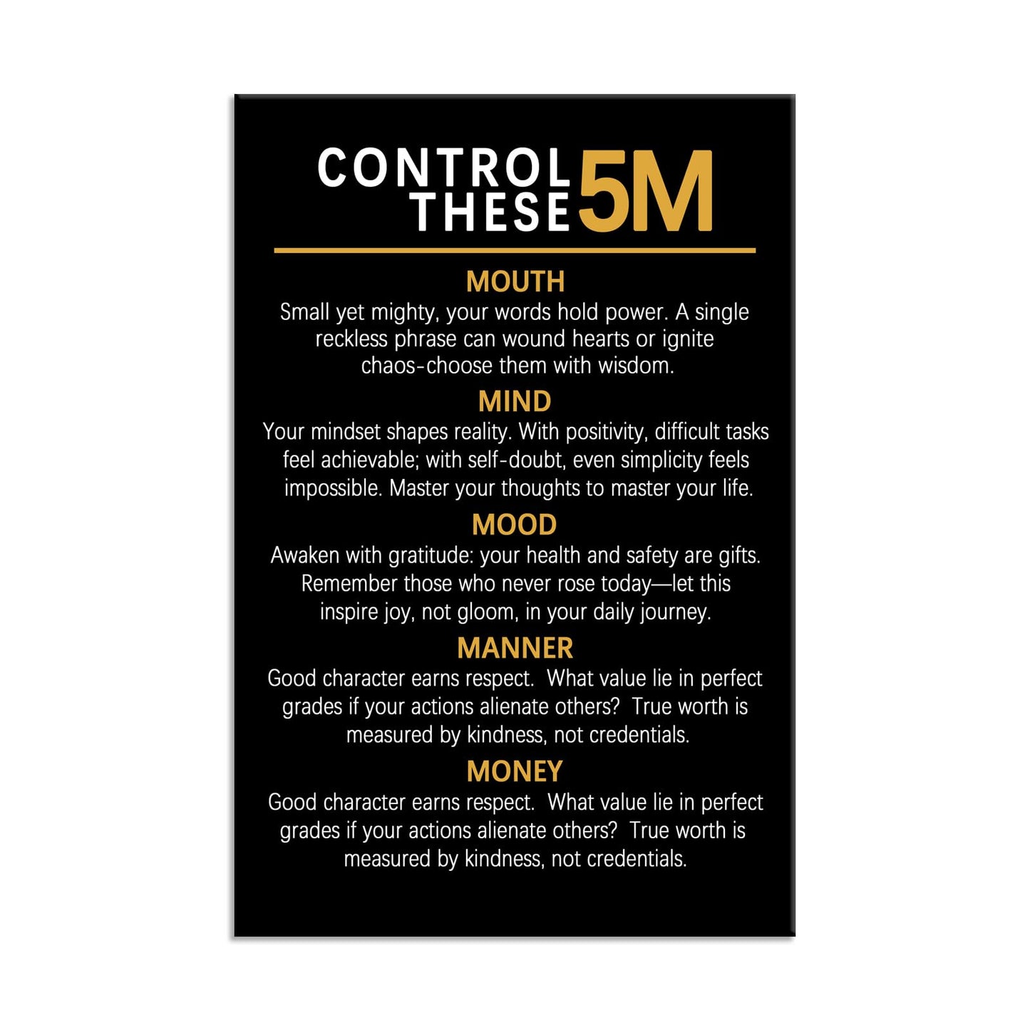 Control There 5M Inspirational Canvas Office Print Wall Art Motivational Poster Inspiring Quotes Picture Painting Modern Artwork for Home Bedroom Living Room Classroom Decor Frame[12''W X 18''H]