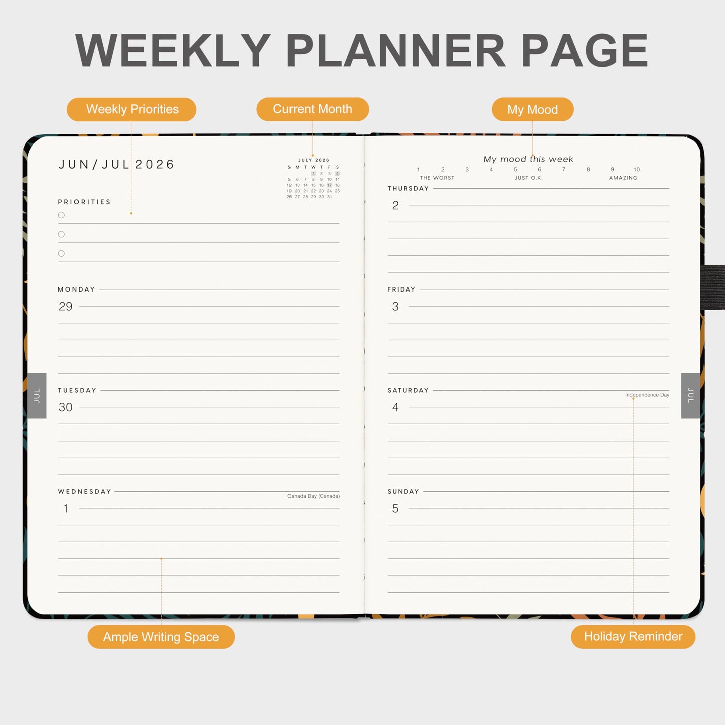 And Per Se Academic Planner 2026-2027 – Weekly & Monthly Planner, July 2026 to June 2027, A5 Leather Hardcover with Inner Pocket – Student & Teacher Organizer, 5.7" x 8"(Lunar Leaf)