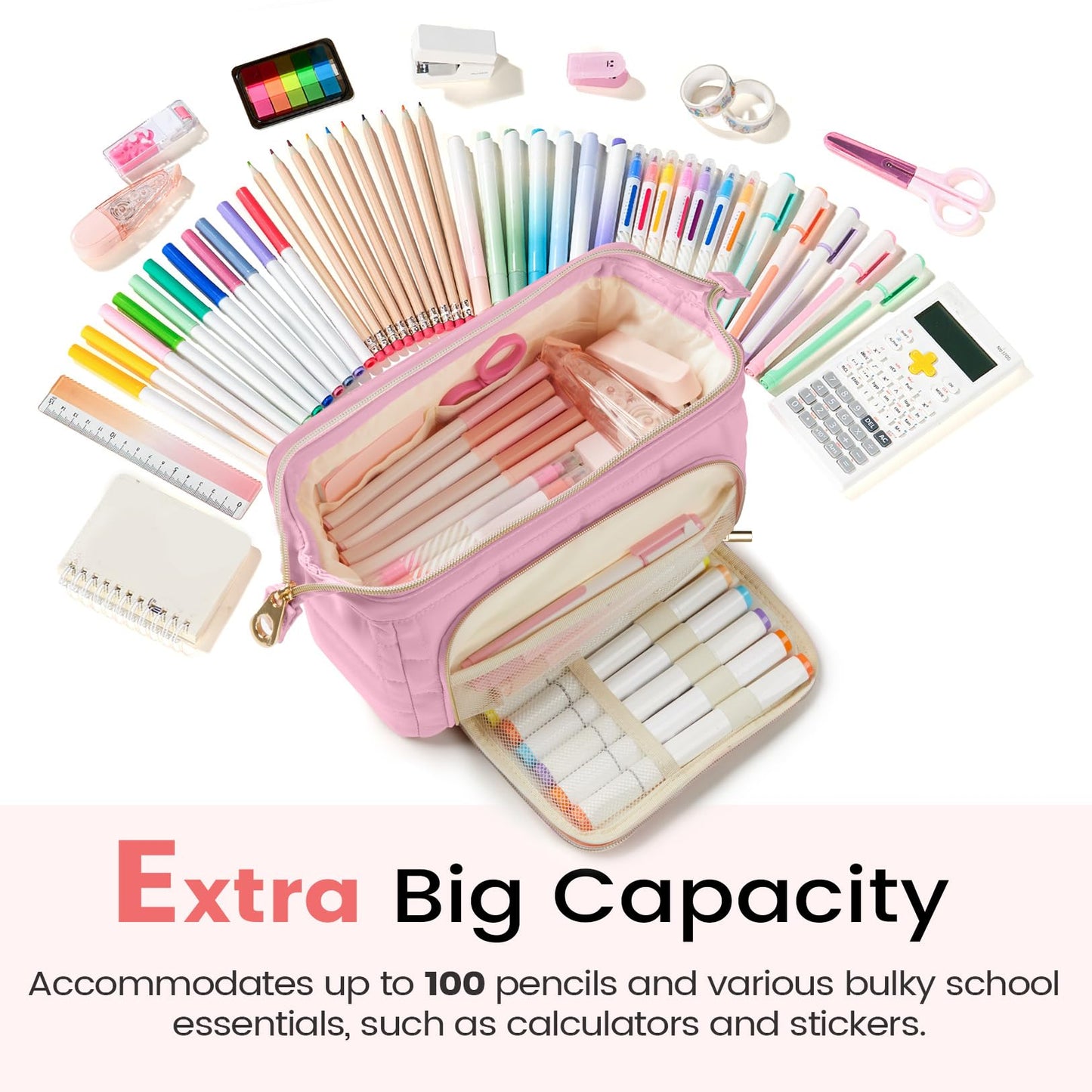 Sooez Large Pencil Case Pouch, Soft Pencil Bag with Zipper, Pen Bag Wide Opening, School Supplies Cute Pencil Case for Girls Boy Men Women, Purple
