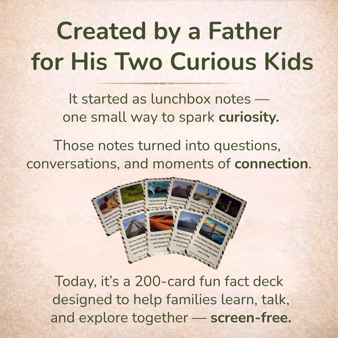 200 World Landmark Fun Fact Cards – Fascinating, Educational Flash Cards for Kids | Lunchbox Notes, Homeschool, Classroom, Travel + Bonus Printable 60 Space Fun Facts | Back to School & Gift Idea