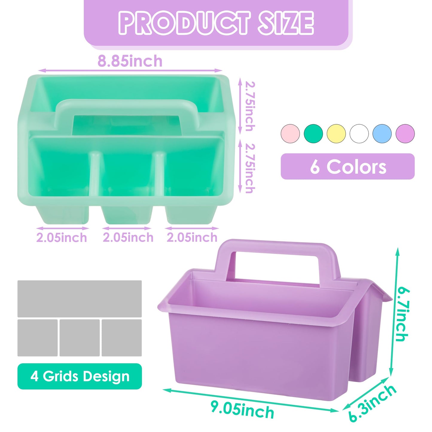 Find Scrapblooms Plastic Caddy With Handle,Protable Classroom Craft Caddy, 6-pack Storage Caddy For Pencil,Pen,Craft Tools (Pastel Color)
