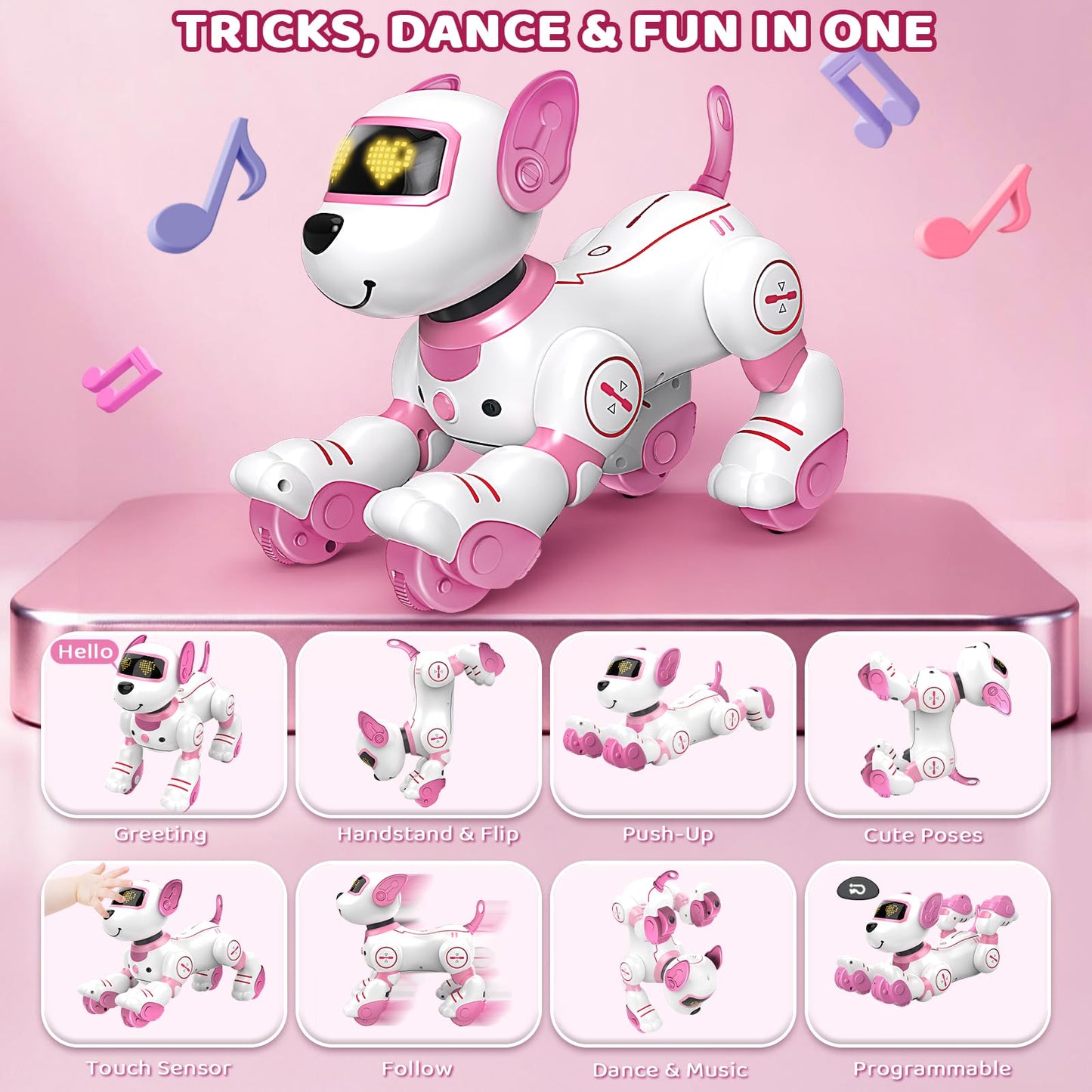 great dachong Robot Dog Toy for Kids 3-12: Remote Control Interactive Robot Puppy with Touch & Follow, Programmable Tricks, Dancing & Walking, Birthday Gift for Smart Boys & Girls