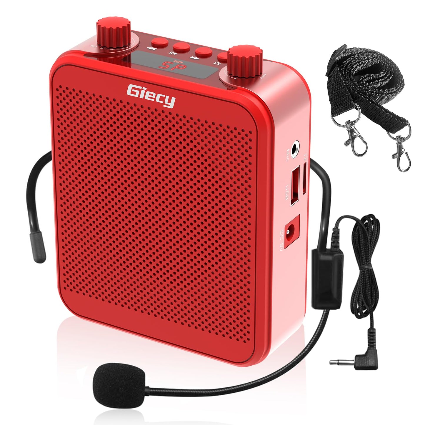 Giecy Voice Amplifier, Giecy 30W 2800mAh Rechargeable Personal Voice Amplifier with Microphone Headset, Portable Speaker for Multiple Locations Classroom, Meetings and Outdoors
