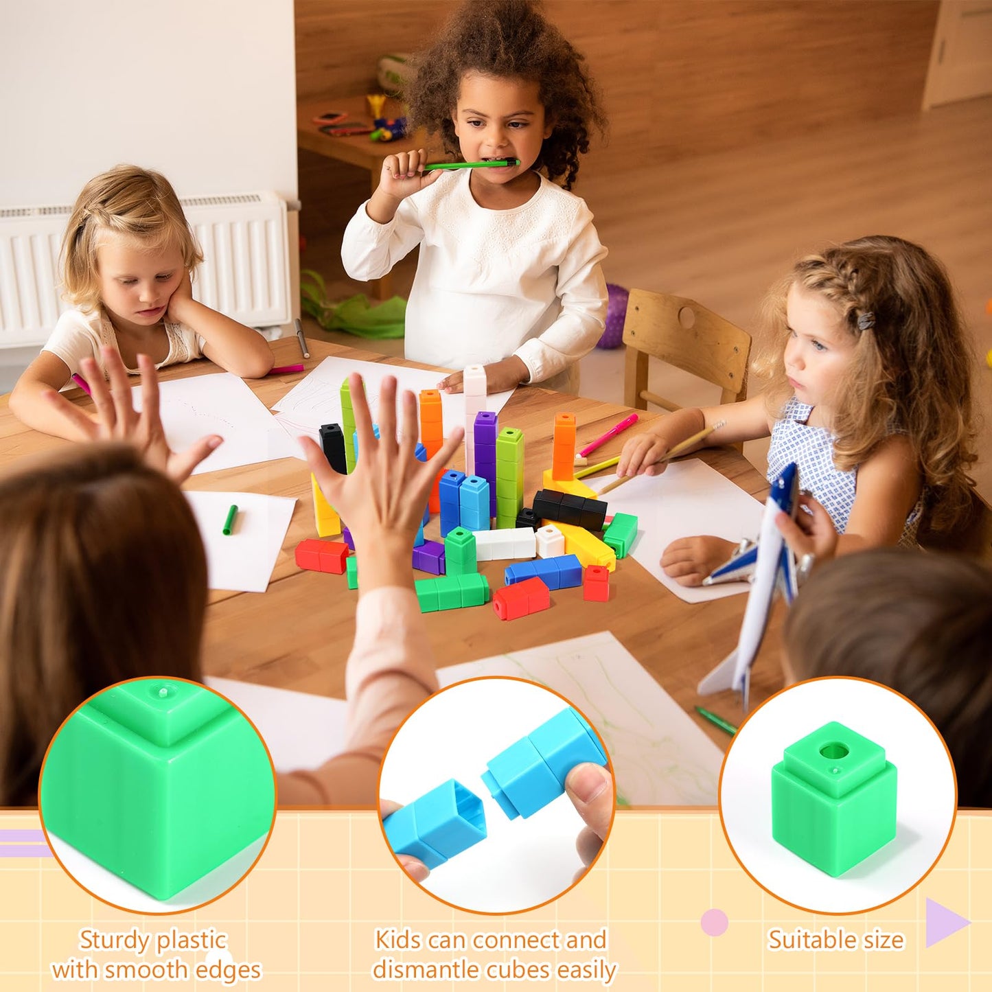 100 Pcs Purple Linking Cubes for Math Counting Cubes Manipulatives Plastic Counting Block Manipulative Classroom Learning Supplies for Educational Preschool Activities Boy Girl (Purple)