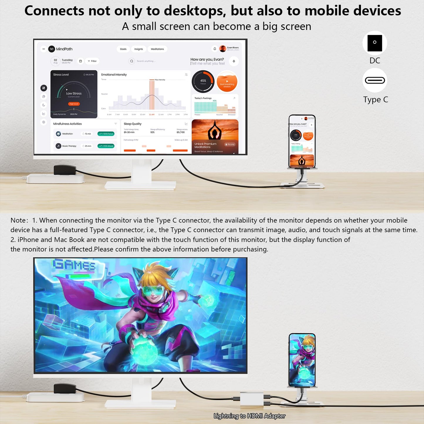 Pisichen Touchscreen Monitor 2K 27 Inch IPS Gaming 100Hz, 10-Point Touch QHD 2560x1440 PC Display, HDMI VGA USBC Computer Monitor, Built-in Speakers, White
