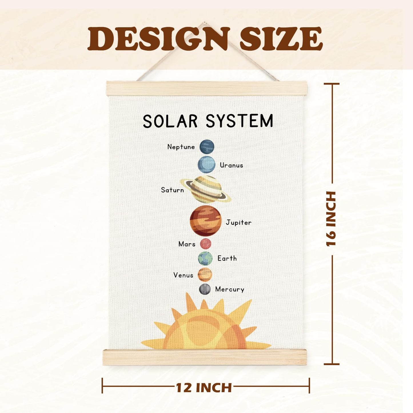 Supwhd Solar System Space Wall Decor, Nursery Wall Decor, Space Weather Chart Wall Art Educational Poster for Kids Room Classroom Preschool Decor, 12x16 Set of 2