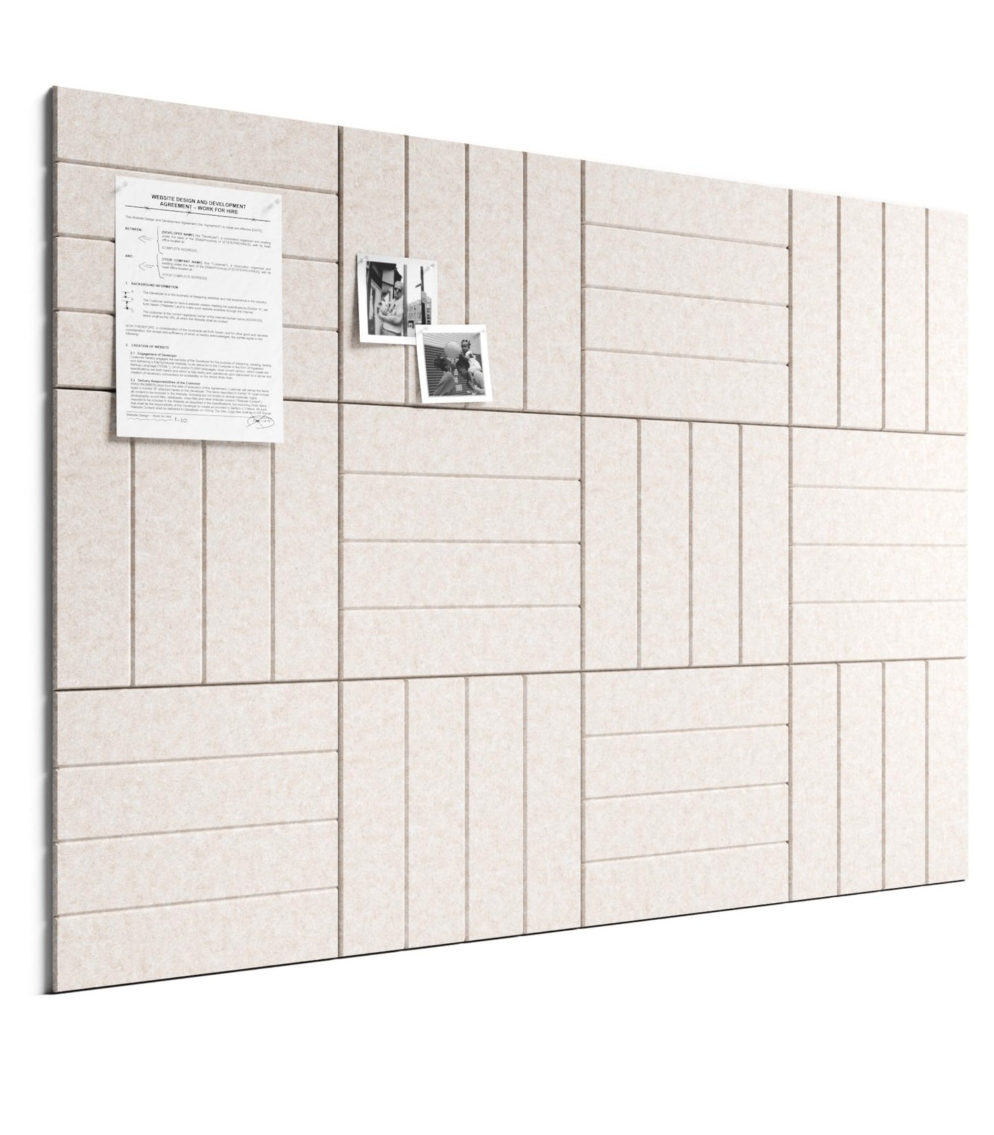 Bumusty Large Cork Board Alternative-48 x 36" Felt Bulletin Board Tiles, with 30 Pushpins, 70 Adhesive Tabs, Bold-Stripe 12-Pack, Cork Boards for Office Push Pin Board Felt Board-Oatmeal