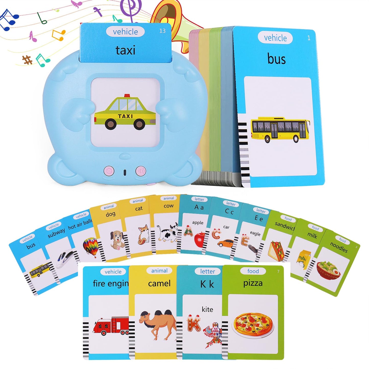 Talking Flash Cards for Toddler 1 2 3 4 5, Learning Toys for Toddlers Pocket Speech, Talking Learning Flash Cards Educational Toys Sensory Toys Gift for Boys and Girls (510 Sight Words-Bear Blue)
