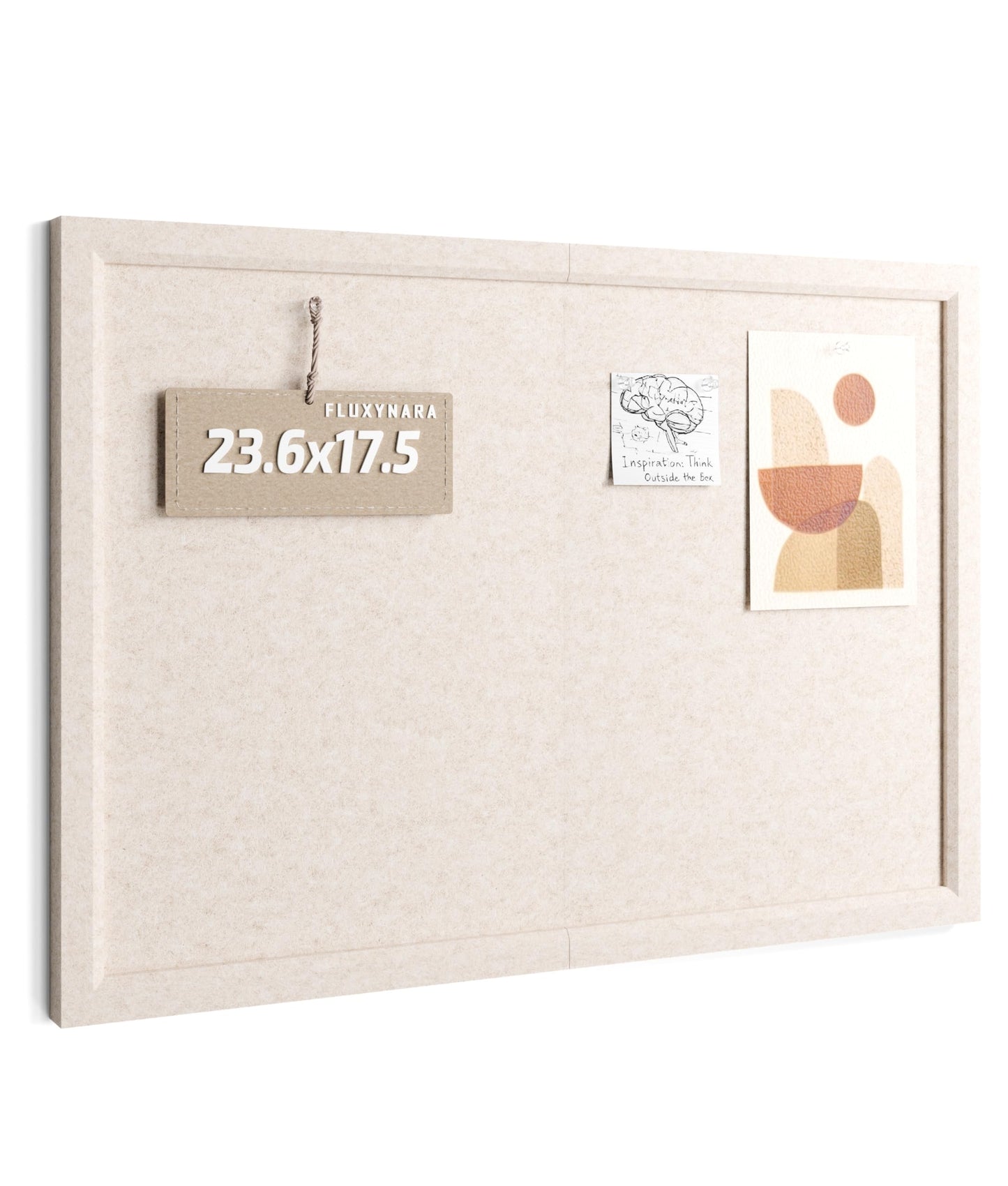 Fluxynara Foldable Cork Board Alternative, Felt Bulletin Board 23.6" x 17.5" Oatmeal Frame with 12 Adhesive Tabs, Pin Board for Home Office, Classroom, Entryway, Kitchen Wall Decor—Oatmeal