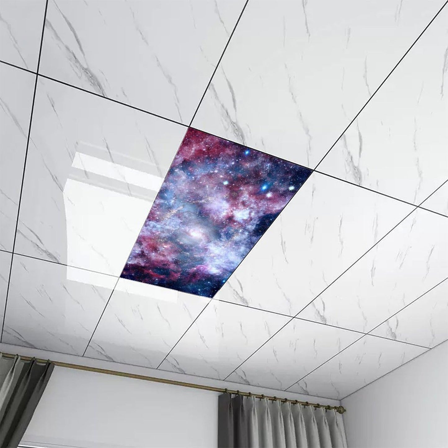 2PCS Magnetic Fluorescent Light Covers - Starry Universe Filters for Classroom & Home Office Drop Ceiling Lamps, 4x2Feet