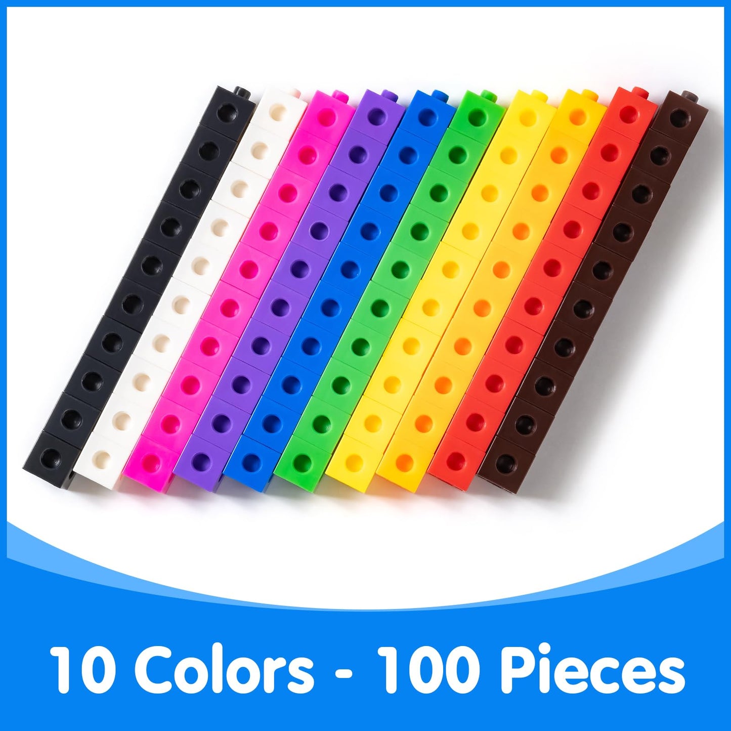 Odoorgames 100 Pcs Math Linking Cubes with 384 Cartoon Stickers - STEM Counting Cubes & Math Manipulatives for Kids, Learning Activities for Kindergarten & Elementary School