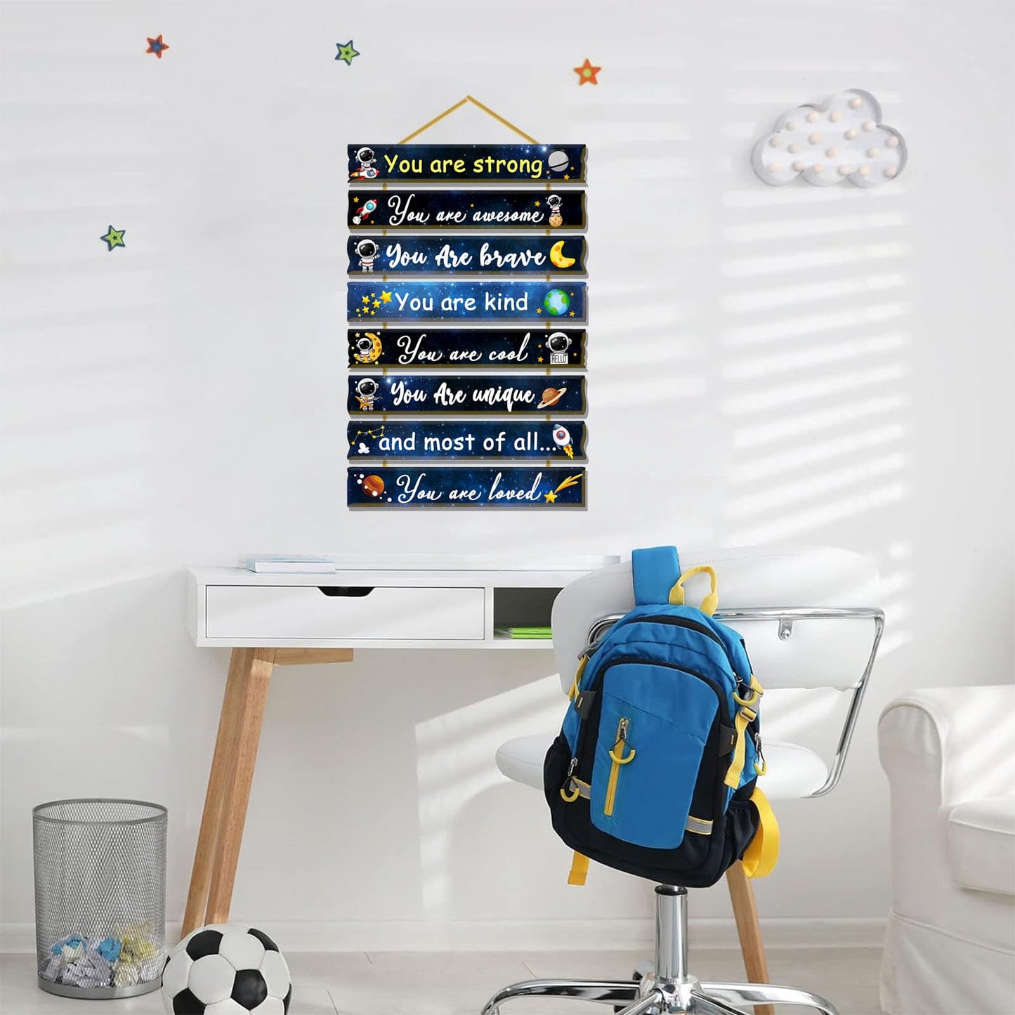 Rutiyoka Outer Space Themed Room Decor for Boys Bedroom Wall Inspirational Art Kids Wood Decorations Little Boy Nursery Toddler Sign
