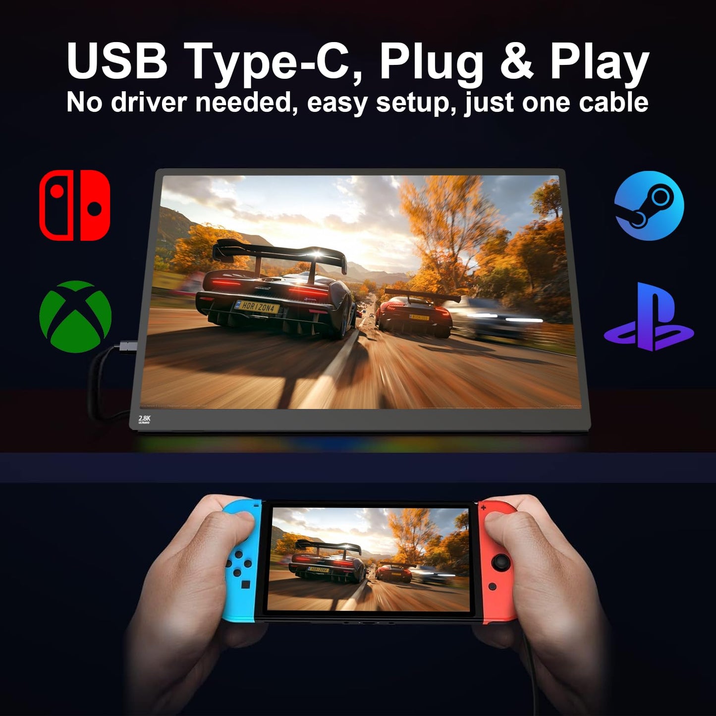 IBW 15.6" 2.8K 100Hz Portable Monitor Touchscreen, QHD 2880x1620 IPS Gaming Display, 300 Nits 100% sRGB HDR FreeSync, USB-C HDMI External Second Screen for Laptop PC Phone Switch PS5