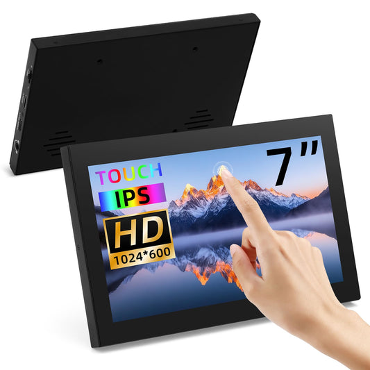 Ransanx 7 Inch Mini Monitor Small Monitor with Capacitive Touch Screen 1024 * 600 High Pixel Display Full View HDMI- IPS Monitors Portable for Raspberry Piscreen 、for BB Black、for Banana Pi etc