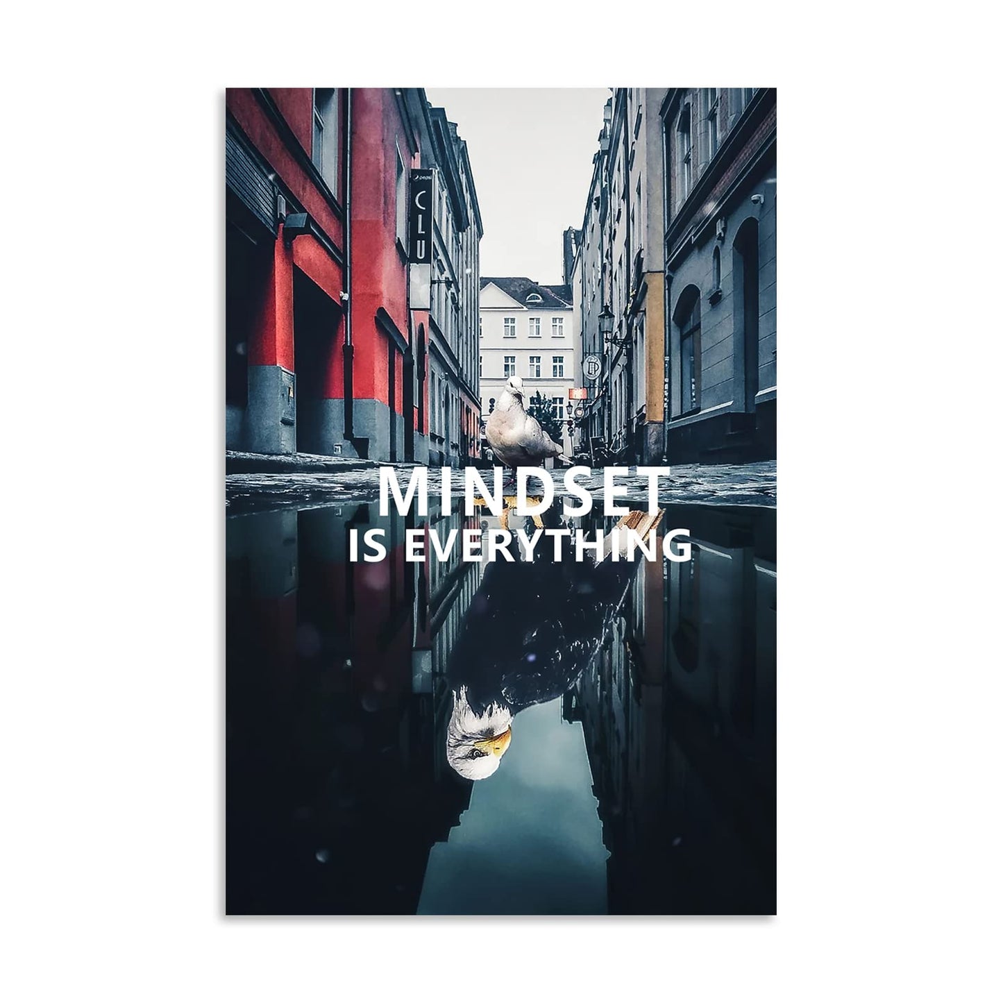 Mindset is Everything Inspirational Dove and Eagle Inspirational Wall Art Canvas Frame Decoratio Print Artwork Office Home Decoration [12''W X 18''H]