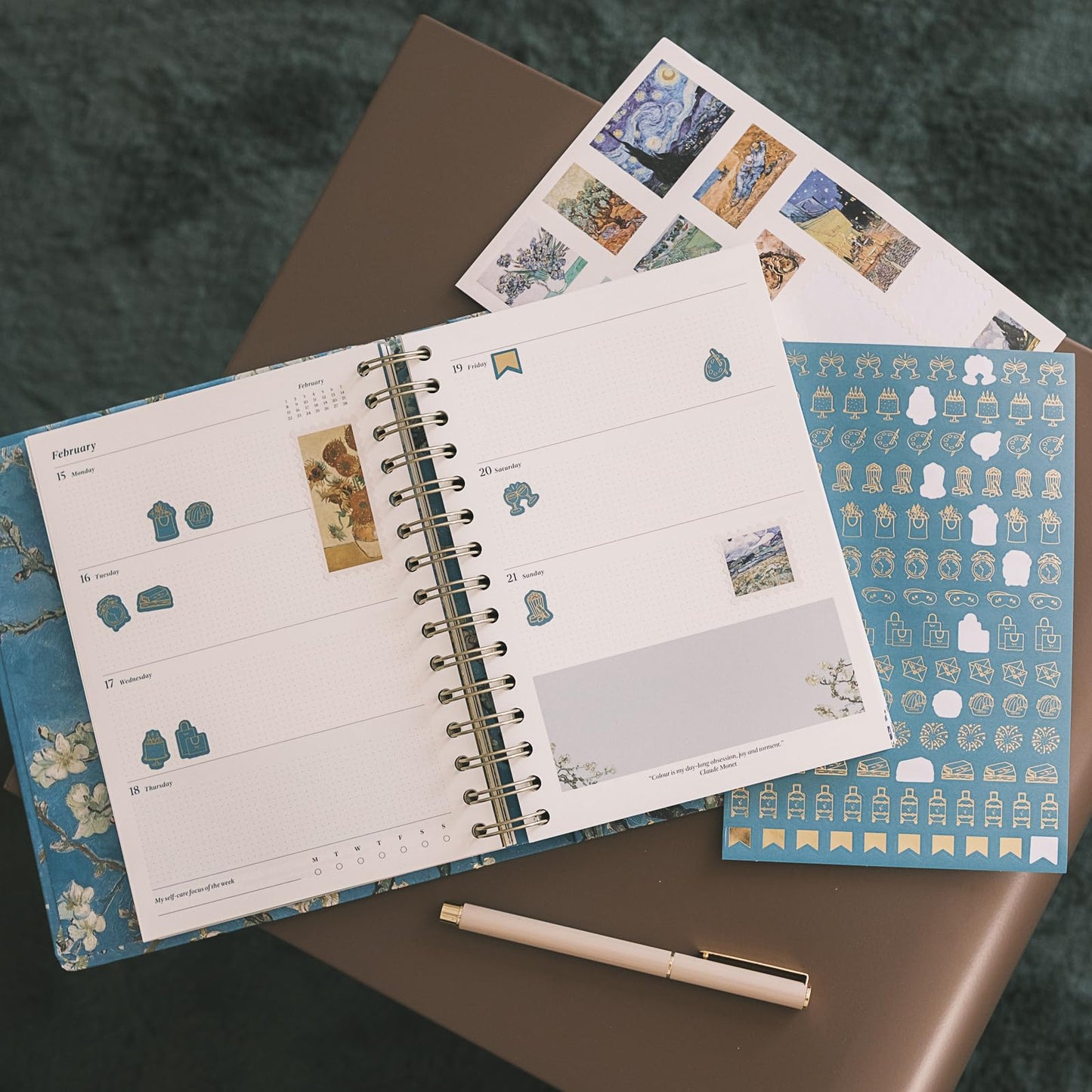 KOKONOTE Planner 2026-2027 Van Gogh - Planner for Women 17 Month (Aug 26/ Dec 27) | Weekly & Monthly Academic Planner 2026-2027 | 6.4" x 7.9" | Hardcover Agenda 2026 | Thick paper 120 g/m²