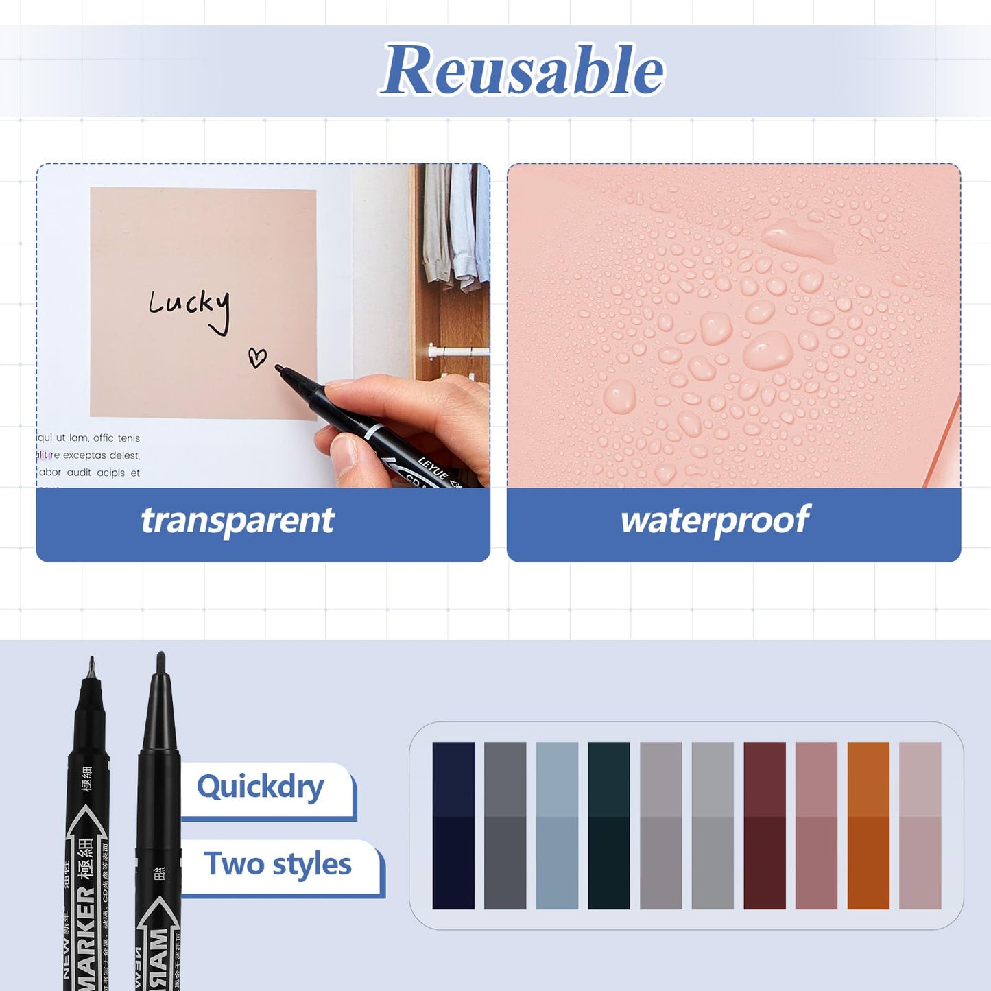 Jutom 39 Pcs Aesthetic Book Annotation Kit Highlighter with Case Bag Gel Pen Transparent Sticky Note Taking Bible Supplies(Black,Cute Style)