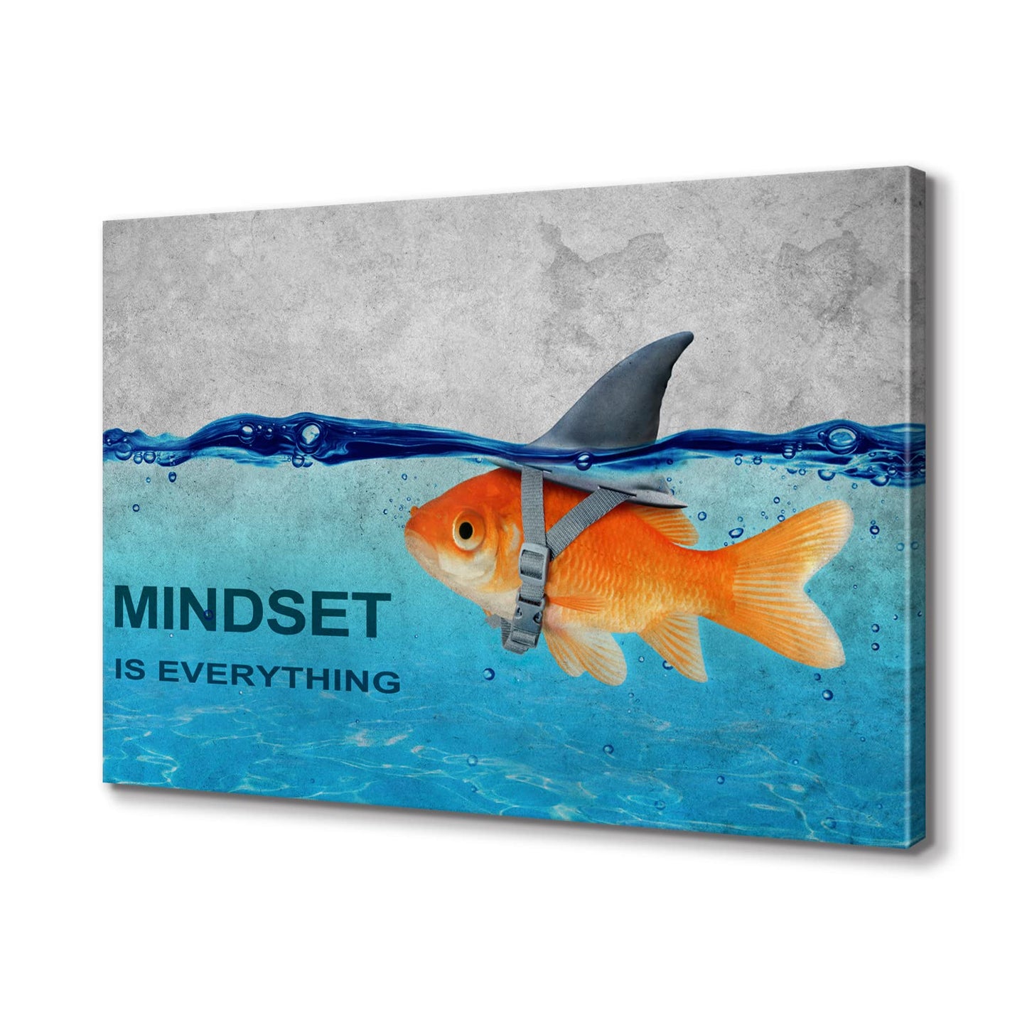 BWSPACE Mindset is Everything Wall Art Fish Poster Office Wall Decor Motivational Quotes Canvas Wall Art Prints Entrepreneur Bundle Set 1 Pieces Inspirational Wall Decor for Home (12" W x 18" H)