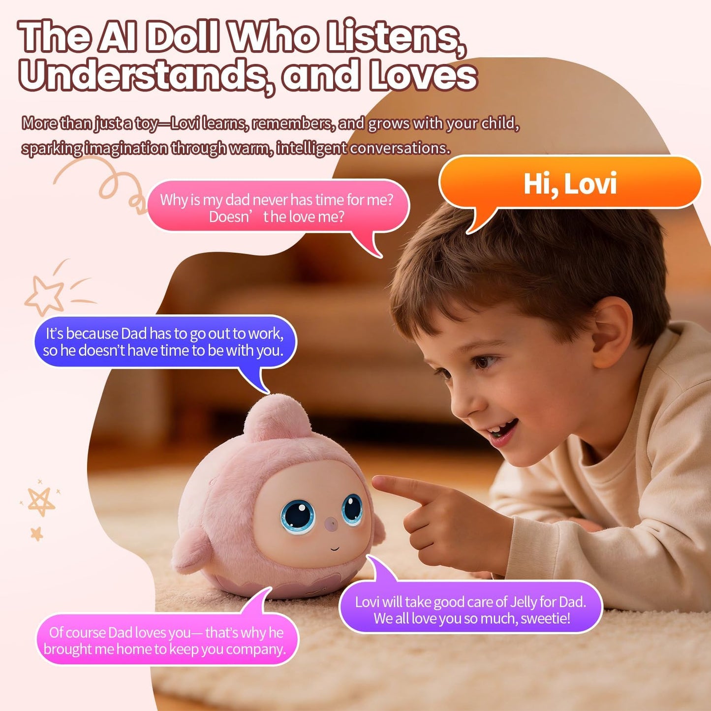 Liovipals Interactive Plush Talking Companion AI Robot Pet, Cute Live Pets for Kids, Gifts for Girls & Boys