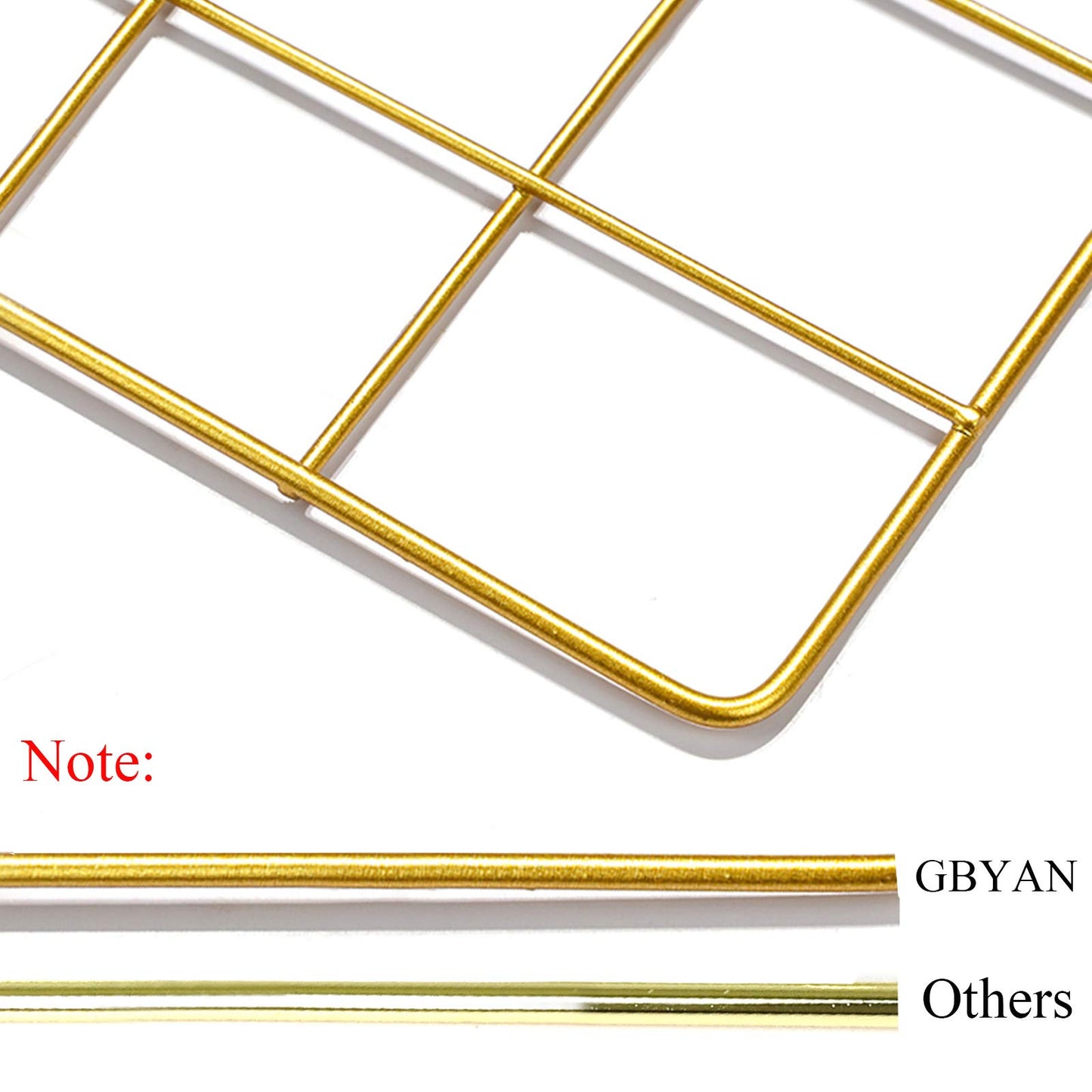 GBYAN 2 Pack Large Wall Grid Panels with Light and Clips, Photo Display Board, Picture Frame Collage Board, Wire Grid Wall Panel Room Decoration,Dark Gold