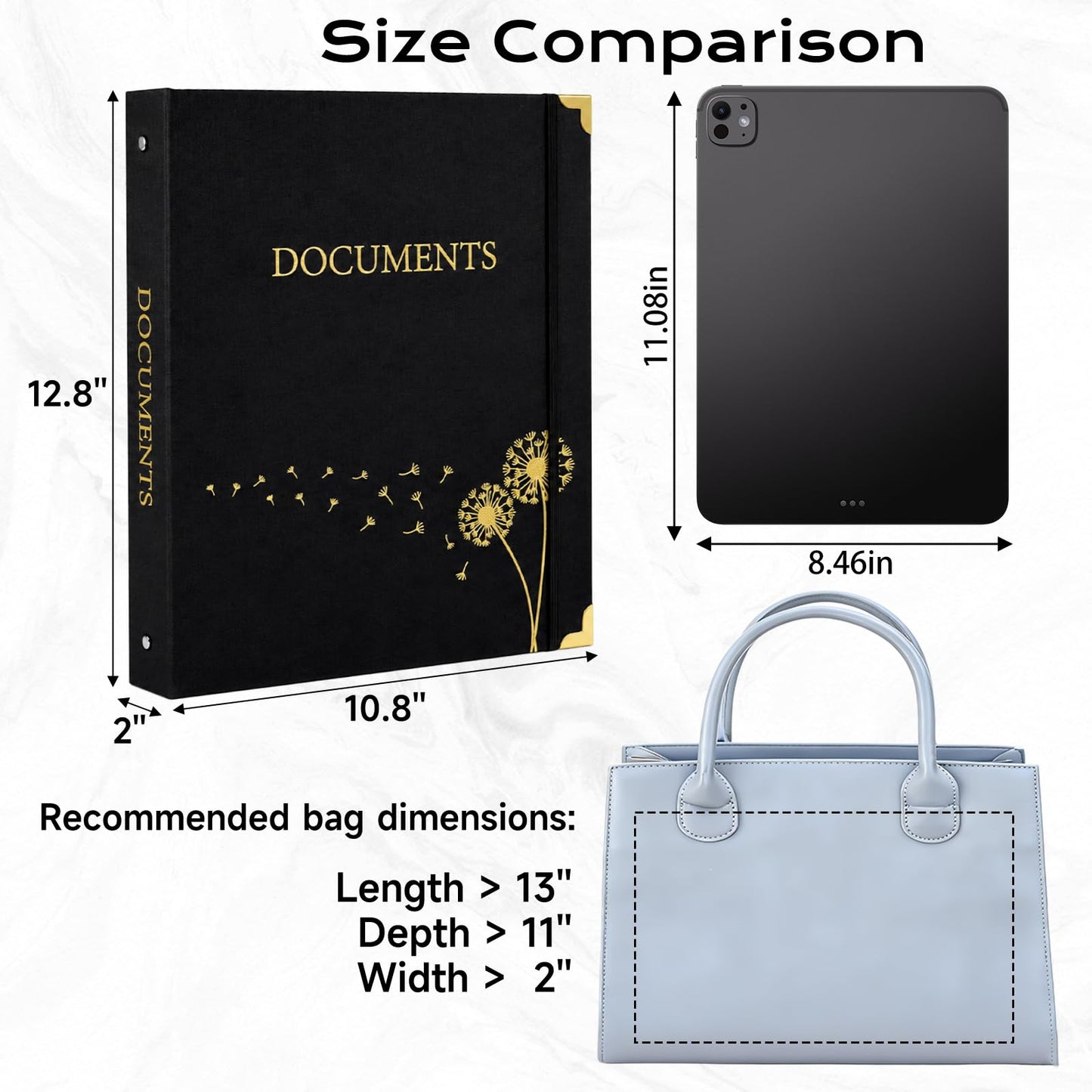 XKDOUS Aesthetic Document Organizer 3 Ring Emergency Binder Linen Folio Folders with 9 Pockets Expanding File Storage Holder for Important Papers, Letters, Passports, Photos