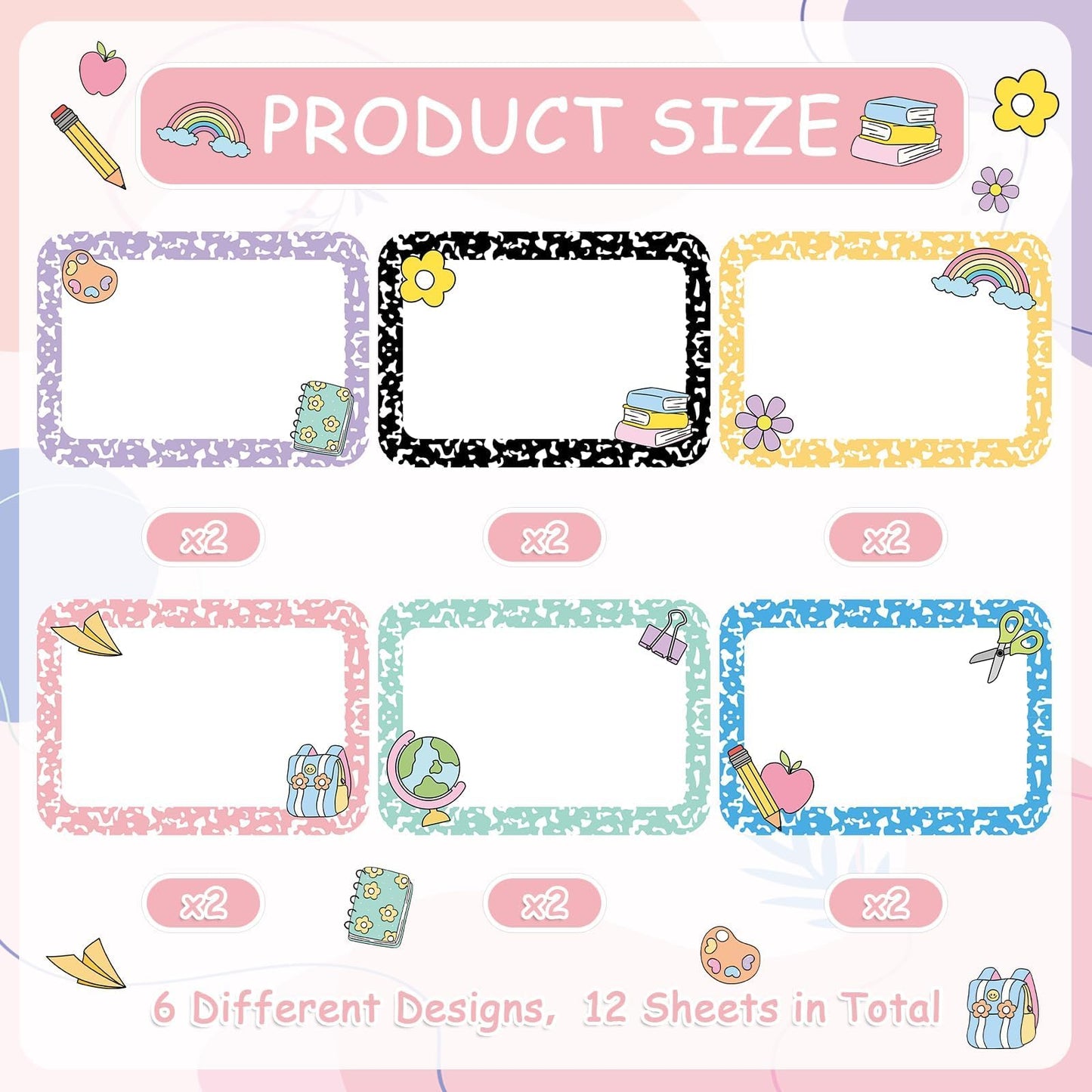 12Pcs Magnetic Write Wipe Organization Chart Dry Erase Objectives Learning Magnets Composition Notebook Colorful Back to School Classroom Goals Targets for Whiteboard Teaching Supplies