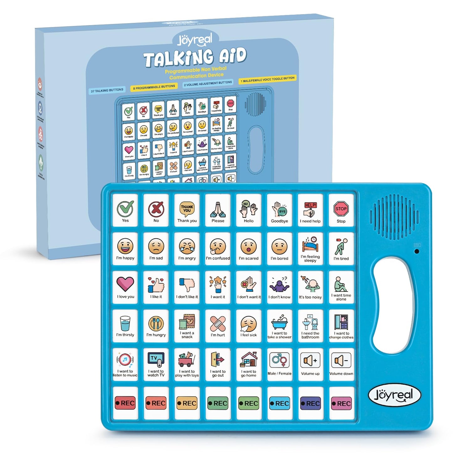 Joyreal AAC Device for Autism, Non Verbal Communication Tools for Speech Therapy & Stroke Rehab. Communication Tablet, Autism Talking Aids with 8 Programmable Buttons & Adjustable Volume