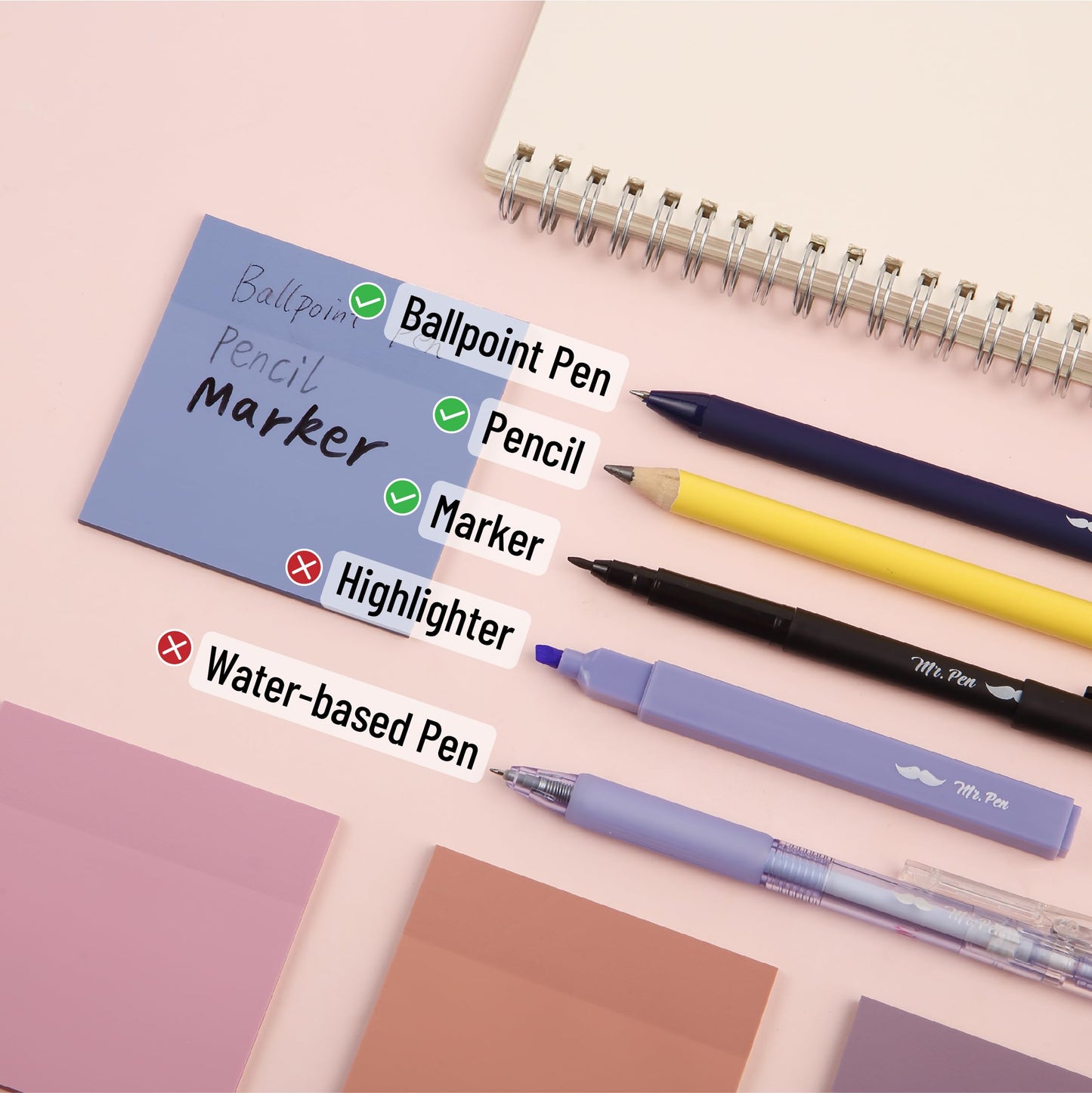 Mr. Pen- Aesthetic Book Annotation Kit, 38 pcs, 12 No Bleed Aesthetic Highlighters, 5 Gel Pens Black Ink, 700 Transparent Sticky Notes & Tabs for Study, Bible Journaling, Planner, Office Supplies