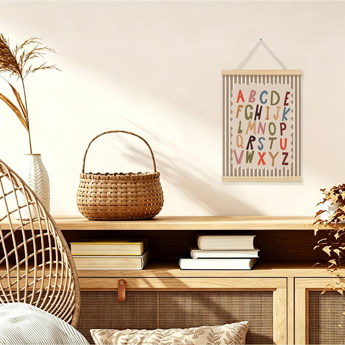 STHTTSW Educational Charts & Posters Hanger Frame - Homeschool Supplies，ABCs Kids Learning Educational Gift for Toddler Ages 2 3 4 5，Alphabet Poster For Toddlers，ABC Number Chart 12x16 Inch