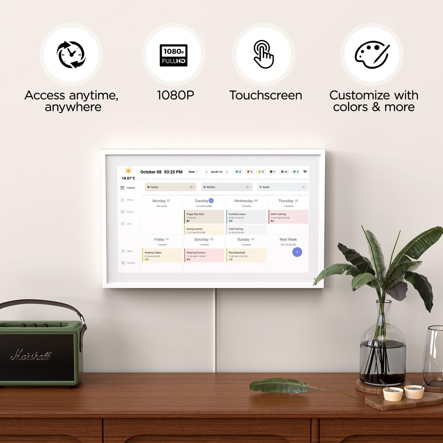 Mezed 15.6" Smart Digital Calendar, Meal Schedule, Duty Chart, HD Smart Touch Screen Home Interactive Electron Calender