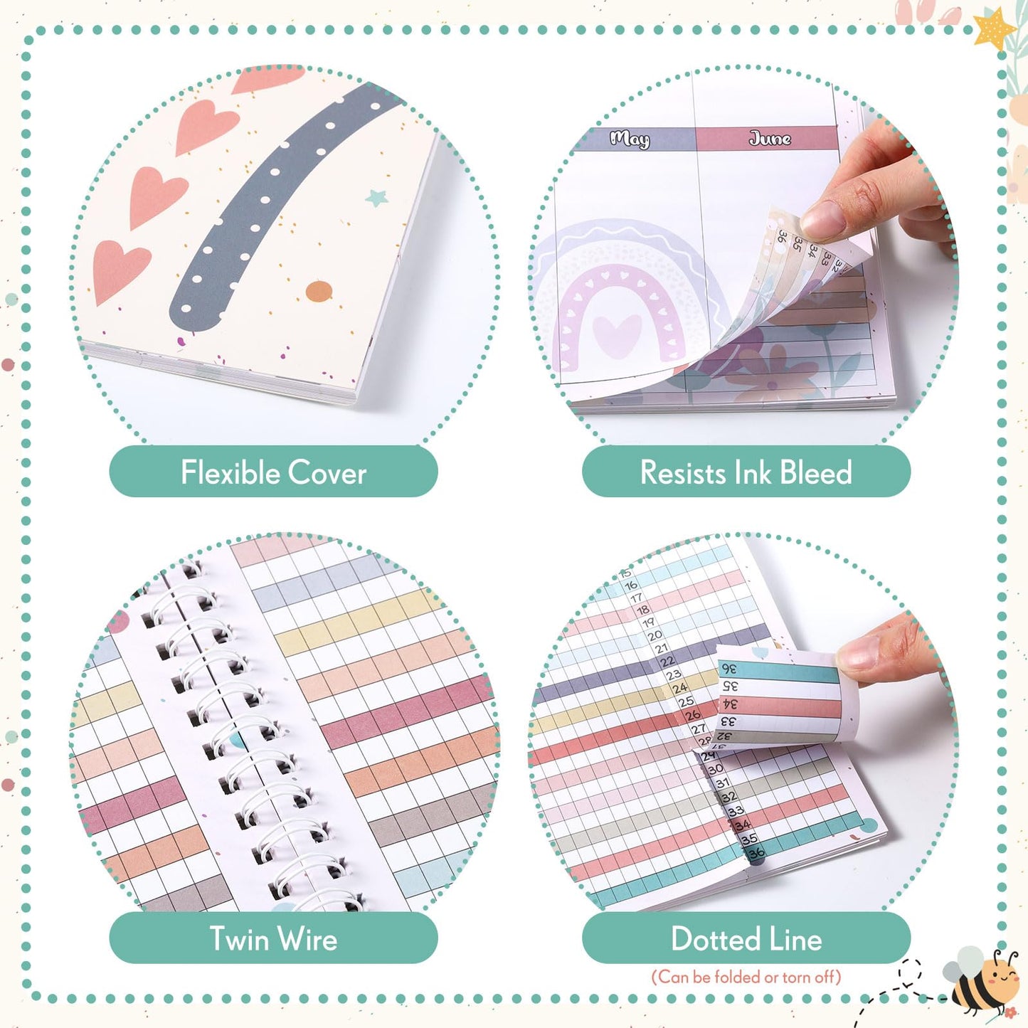 Fuyoooo Teacher Record Book 2026-2027 Spiral Bound Pencil Grade Book for Teachers Lesson Planner Attendance Books for School Classroom 8x11 Double Sided Boho Design Teacher Appreciation Gift