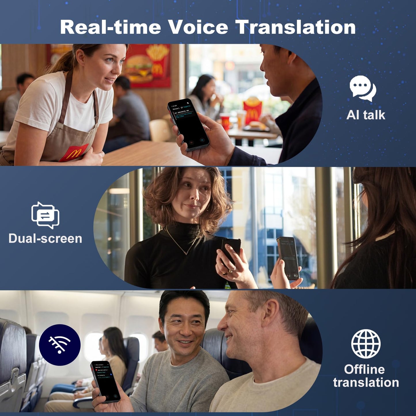 D-PRO Language Translator Device, Real-Time Voice Translation, Instant AI Translator Device | 139 Languages | Online & Offline Translator with Photo Translation, Traductor for Business Study Travel