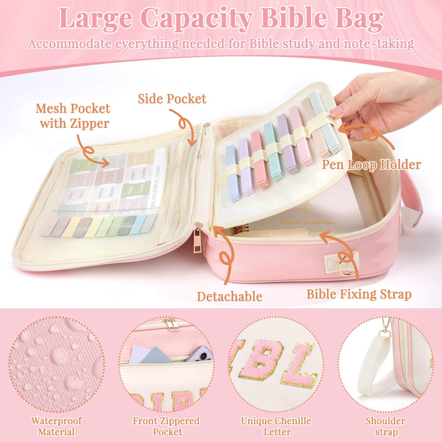 Flasoo All-in-One Bible Journaling Kit, Bible Study Supplies Include Bible Cover Case, Journal Notebook, Highlighters, Pens, Bible Verse Stickers, Tabs, Bookmarks for Christian Gift for Women