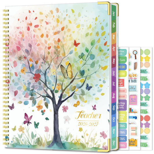 Teacher Planner 2026-2027 Academic Year, Jul.2026 - Jun.2027, 8.5" x 11" Lesson Planner Book for Teachers, Teacher Planners with Colorful Monthly Tabs, Hardcover- Tree