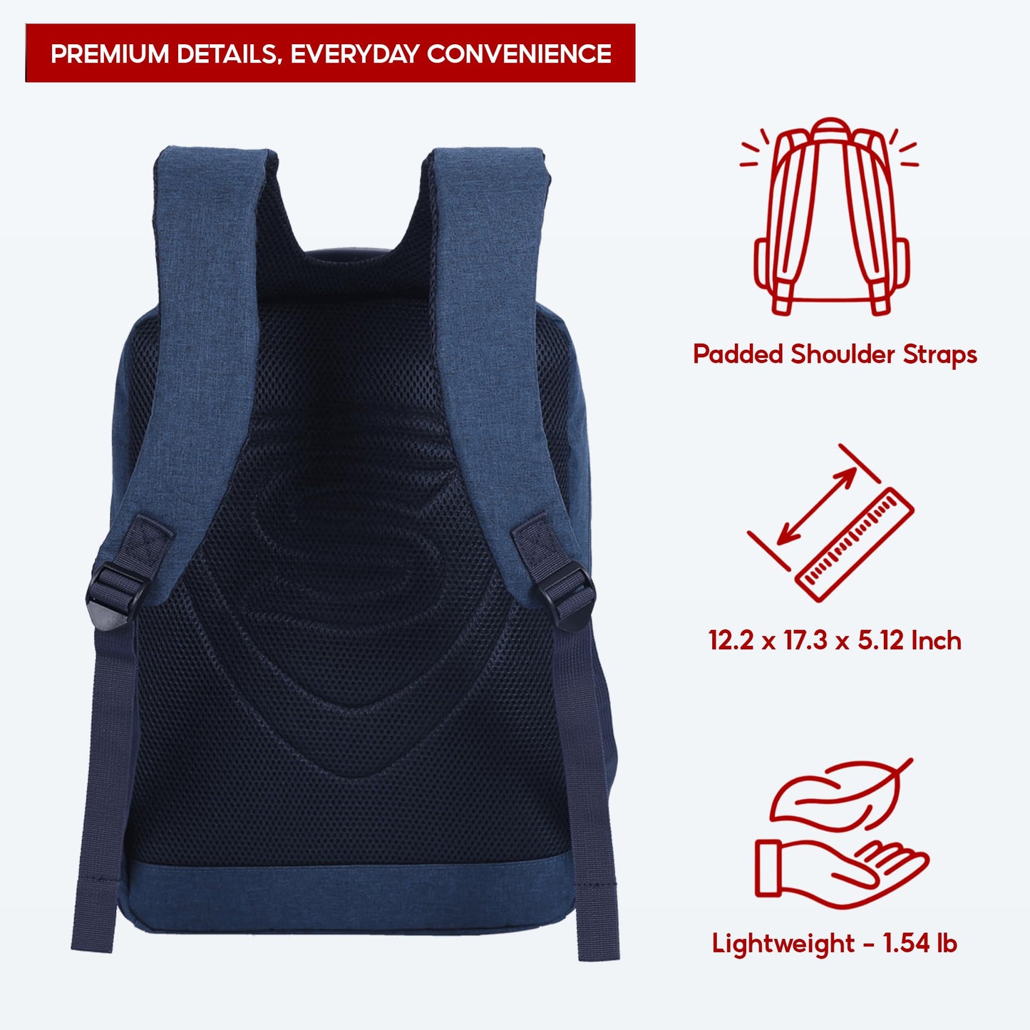 SAKOS Spirit 15.6 inch Laptop Backpack, Professional Travel Backpack Carry on Flight - TSA Approved, Water Repellent Laptop Backpack for Men & Women, College Backpack with Laptop Compartment - Blue
