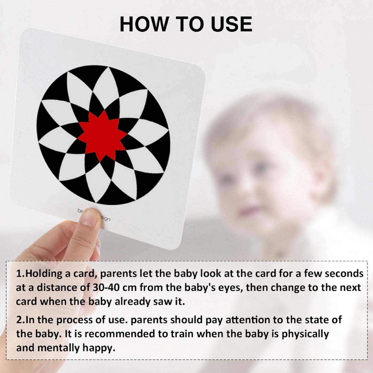 beiens High Contrast Baby Flashcards, Black White Color Newborn Brain Development Toys, Visual Stimulation Learning Activity Cards, Educational Infants Gift (Black White Color(for 3-6 Months))