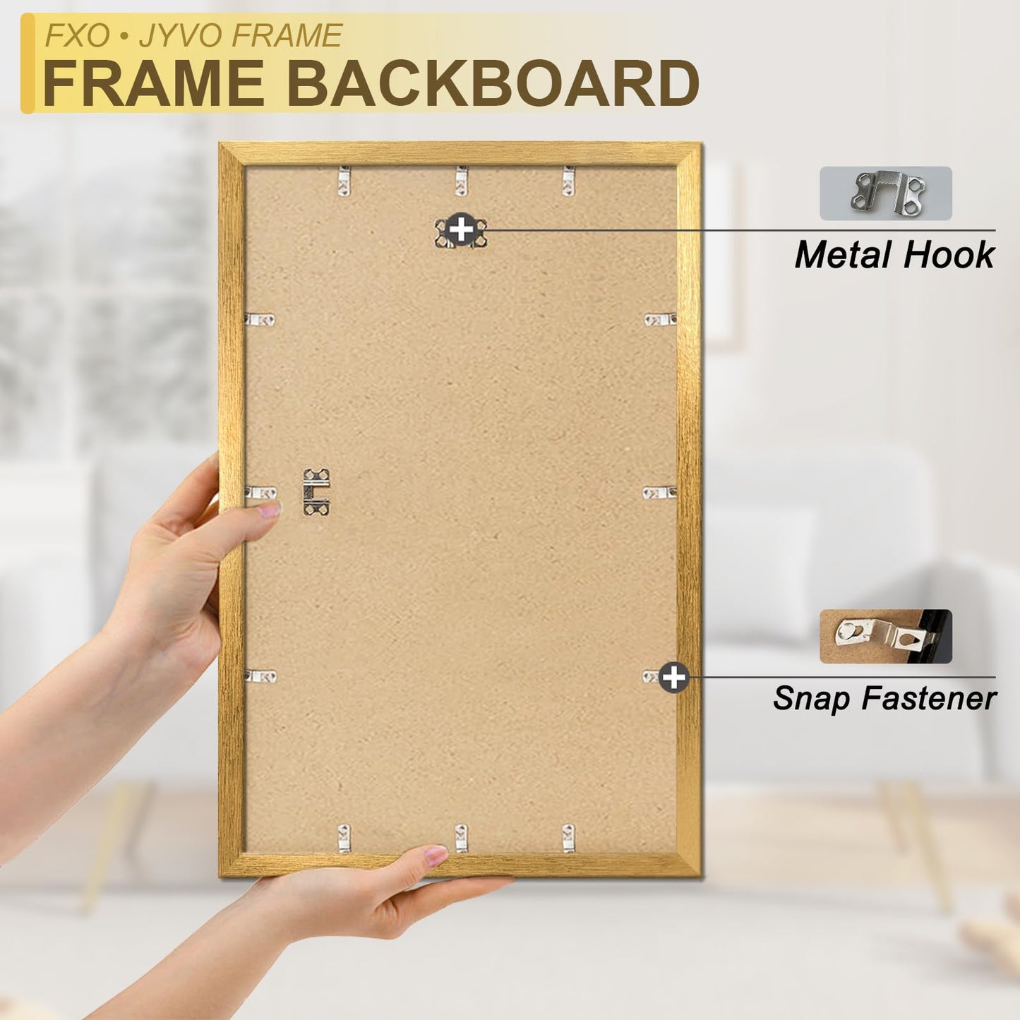 Fxojyvo Engineered Wood 14x22 Picture Frame Set of 3, Gold Frame for 14 x 22 Inch Picture Poster Photo, Light Weight 14 by 22 Frame with Wood-grain for Wall - 3 Pack/Gold/14 x22