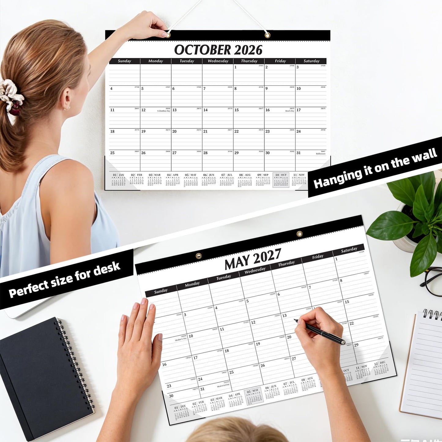ZTX Desk Calendar 2026-2027, 18 Months Calendar Runs from July 2026 to December 2027, 17" x 12" Large Calendars 2026-2027 Monthly Planner with Plastic Cover for Teacher Home Desk Top