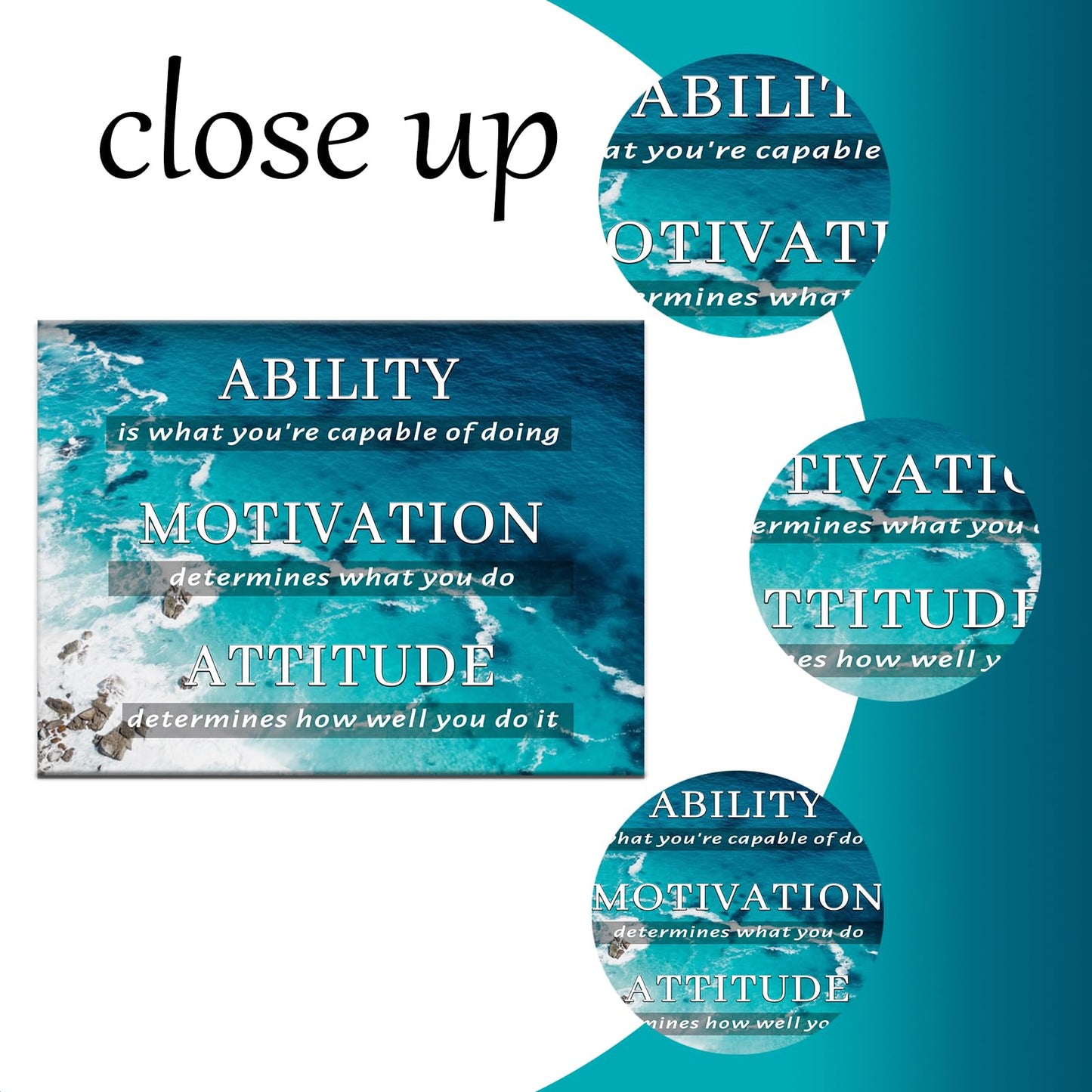 YSPCSUN Inspirational Posters for Office, Ability Motivation Attitude Canvas Poster Single Panel Wall Decor for Home Office Dorm Classroom, Framed Canvas Art, 24x18inch