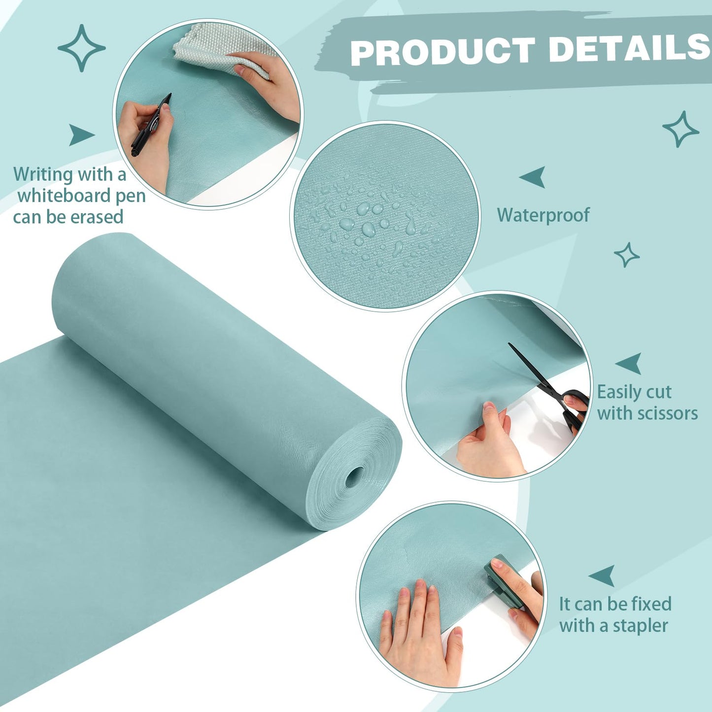 Breling 16 inch x 80 ft Fabric Bulletin Board Roll for Classroom Waterproof Non-Woven Fabric Background Roll Anti-Wrinkle Bulletin Board Background for Back to School Wall Decor DIY Craft(Teal)