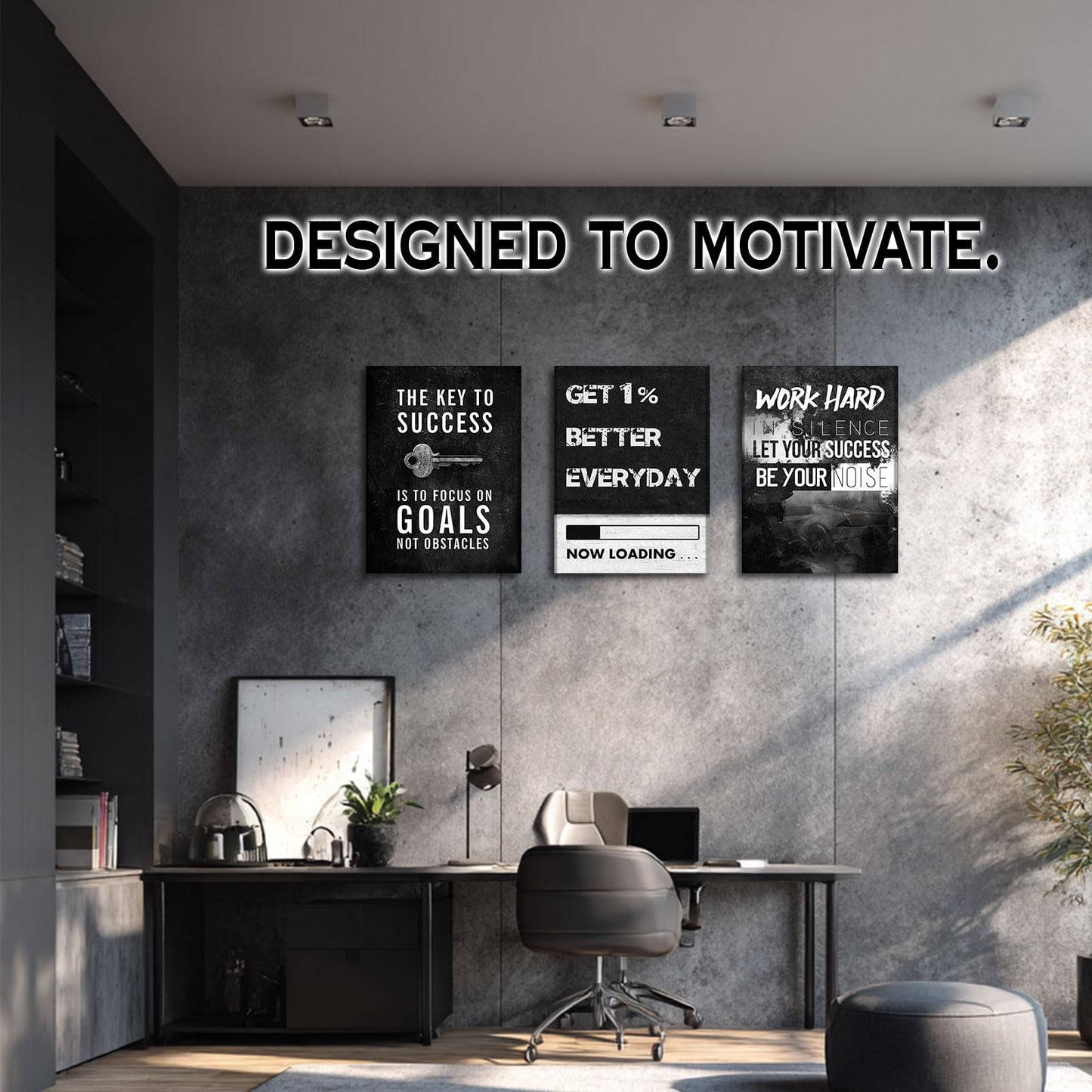 Motivational Wall Decor Inspirational Wall Art Canvas Poster Success Goal Artwork Entrepreneur Quote Painting Office Wall Decor for Bedroom Living Room Home Decoration Framed 12inch x16inch x3pieces