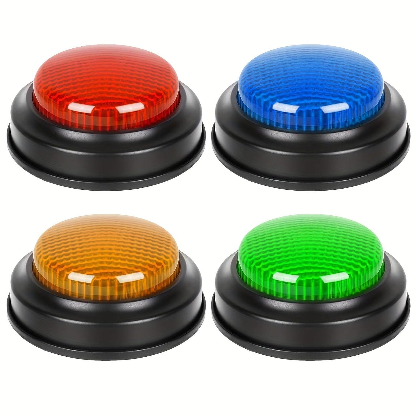 Set of 4 Game Answer Buzzers with LED Light & Unique Sound Effect, Multi-Color Quiz Buzzers for Classroom Learning, Family Game Night, Trivia Competition & Interactive Party Game for Kids & Adults