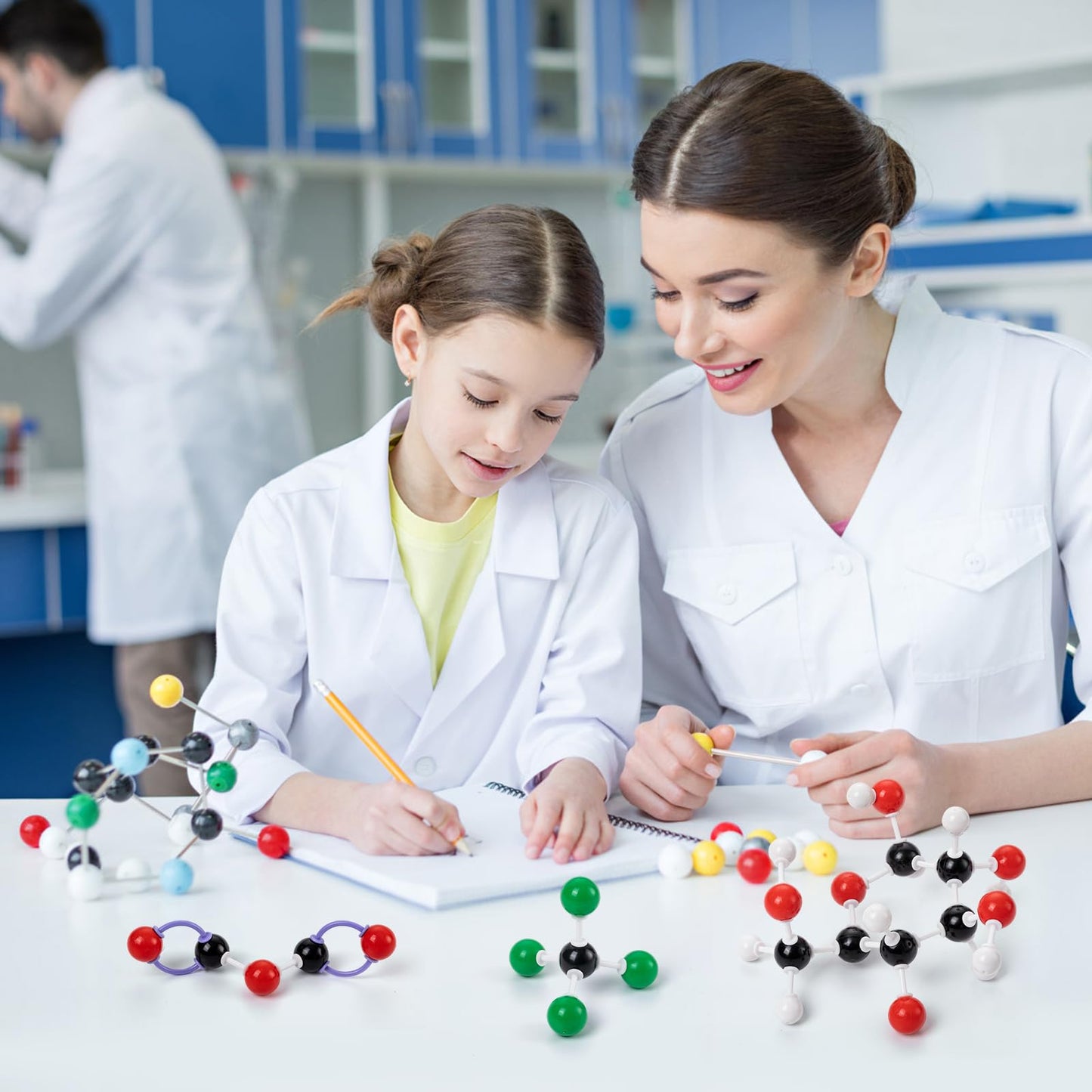 HFKPJRT Molecular Model Kit, 208 Pcs Molecular Model Kit Organic Chemistry, Atom Element Model Kits for Lessons in Chemistry, Gift for Teachers and Students to Raising Space Imagination