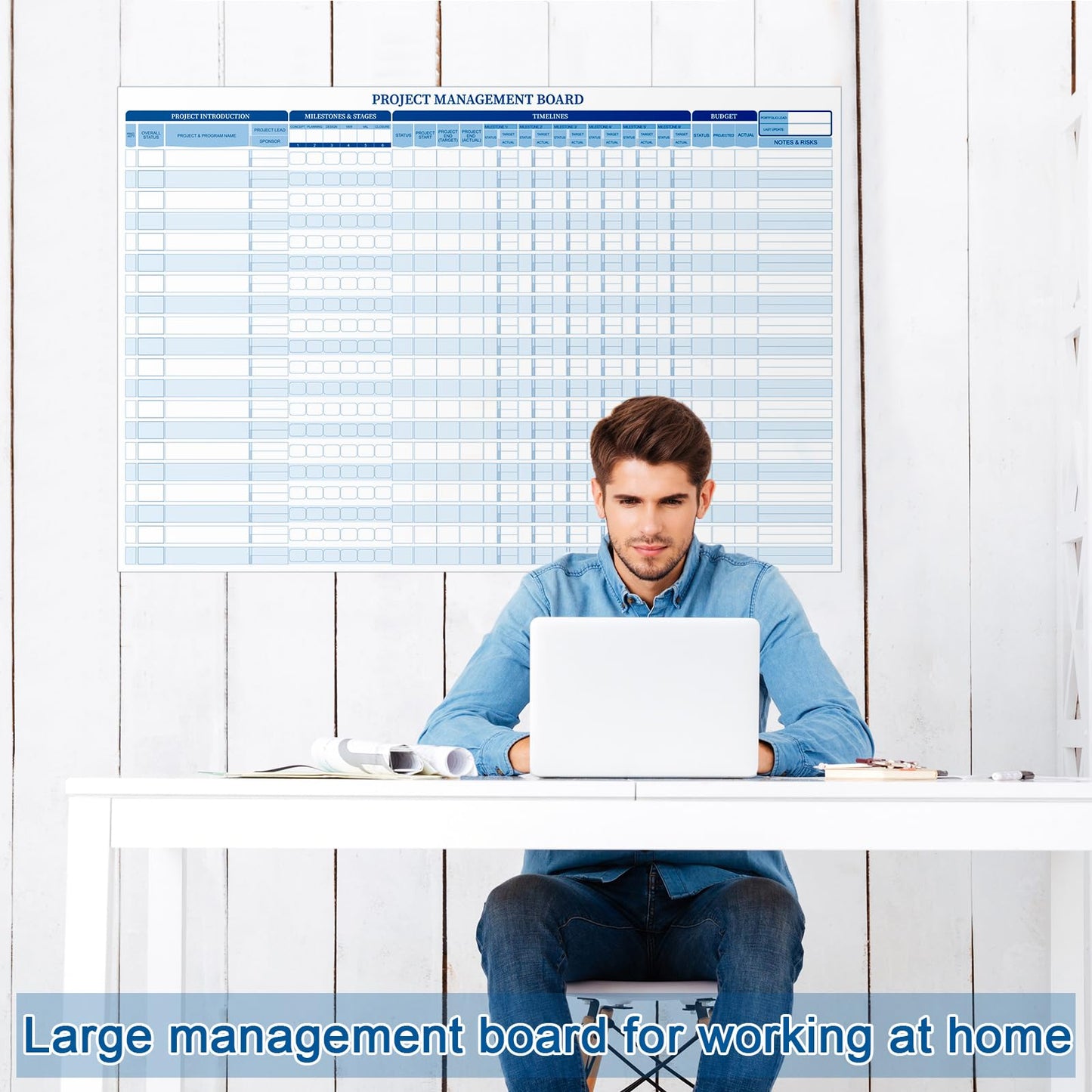 Lincia Large Magnetic Project Management Vision Board Set 24" x 36" Reusable Portfolios Office Whiteboard Wall Planner Track up to 20 Projects, Budgets & Timelines, Visual Project Planner & Tracker