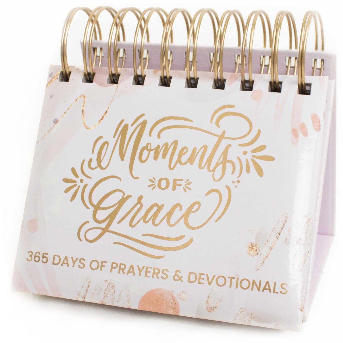 bloom daily planners x Writefully His Undated Perpetual Desk Easel - Christian Inspirational Standing Desktop Flip Calendar - Page a Day - (5.25" x 5.5") - Moments of Grace