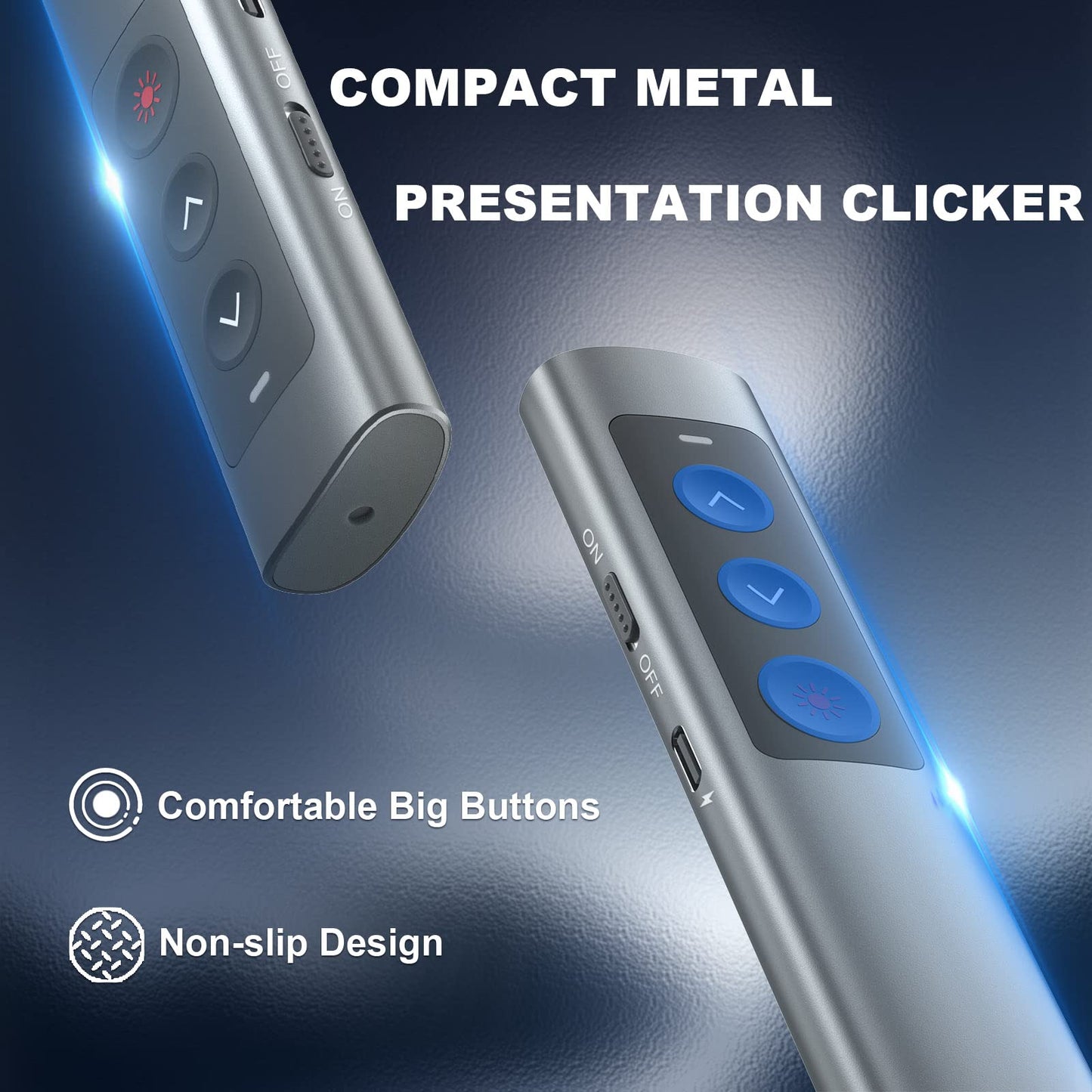 Rechargeable Presentation Clicker for Laptop PowerPoint, USB-A USB-C Presentation Pointer, Wireless Presenter Remote Power Point Clicker for Computer/Mac/PPT/Google Slide Advancer