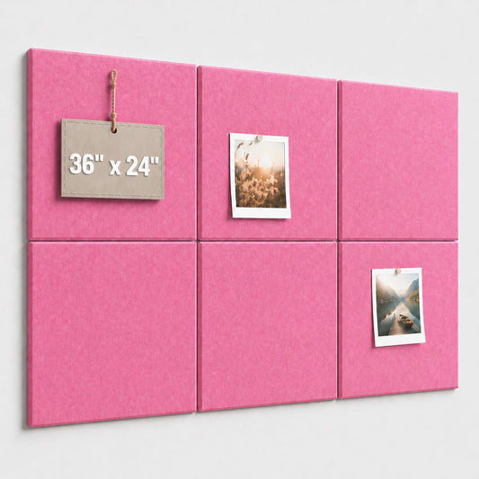 Baysola Felt Bulletin Board Panels 36 x 24 Inch Self Adhesive Wall Tiles Cork Board Alternative for Office Classroom Photos Notes 6 Pack