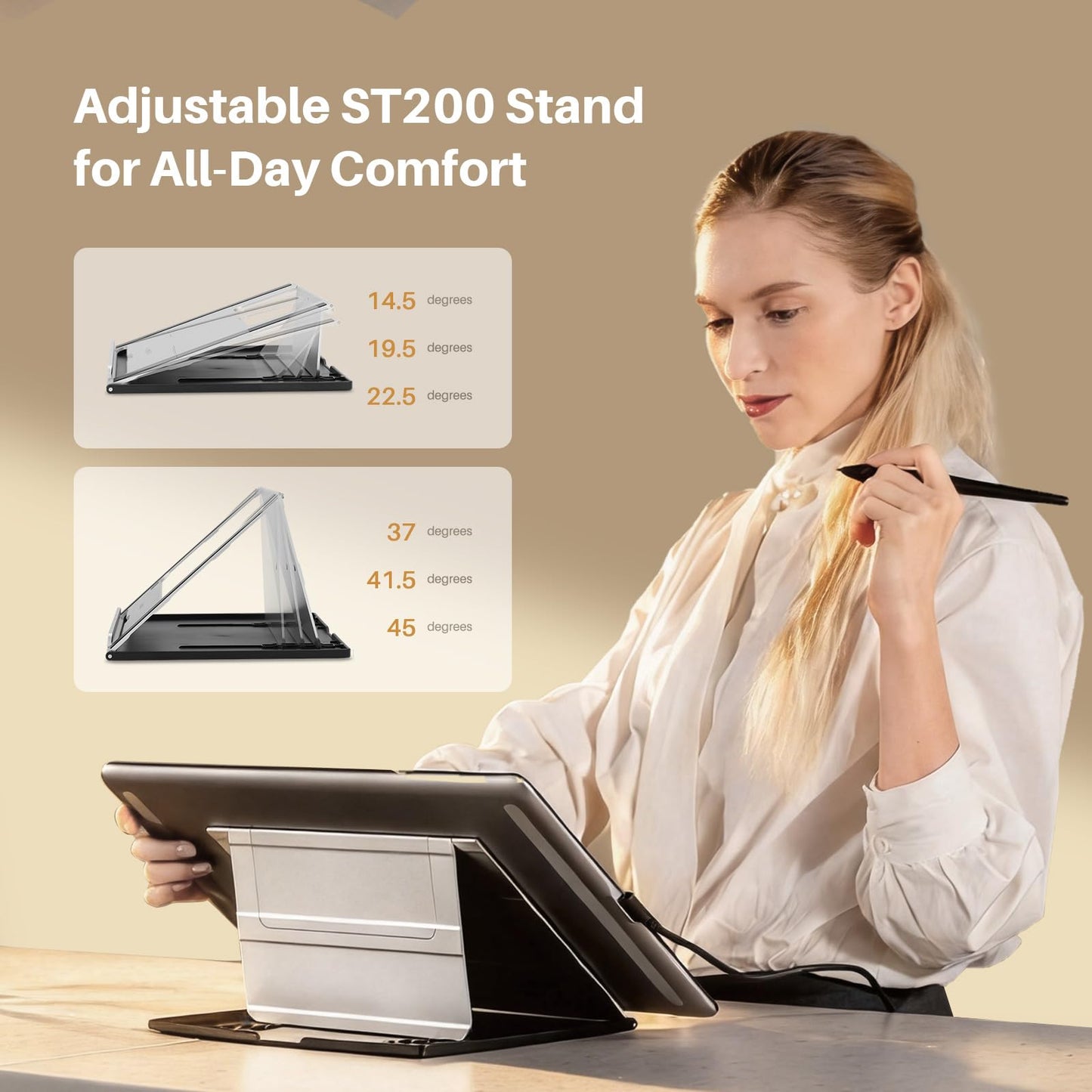 HUION KAMVAS Pro 16 Drawing Tablet with Screen, 15.6 inch Pen Display Anti-Glare Glass 6 Shortcut Keys Adjustable Stand, Graphics Tablet for Drawing, Writing, Design, Work with Windows, Mac and Linux