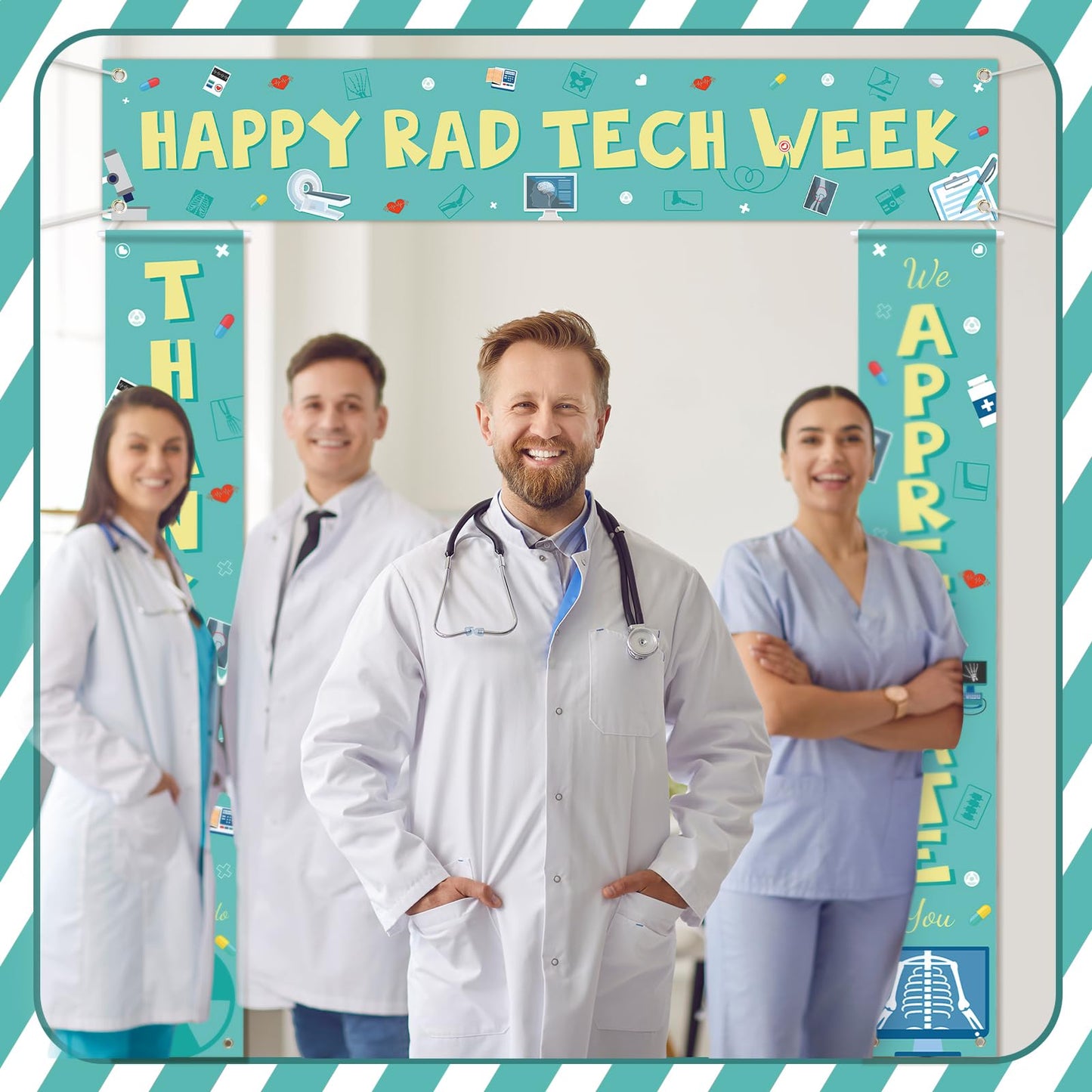 Fanfanwin 3 Pcs Happy Rad Tech Week Banner Rad Tech Appreciation Gifts Thank You Radiologic Technology Week Party Supplies We Appreciate Backdrop Thanks All You Do Decorations for Doctor Nurse